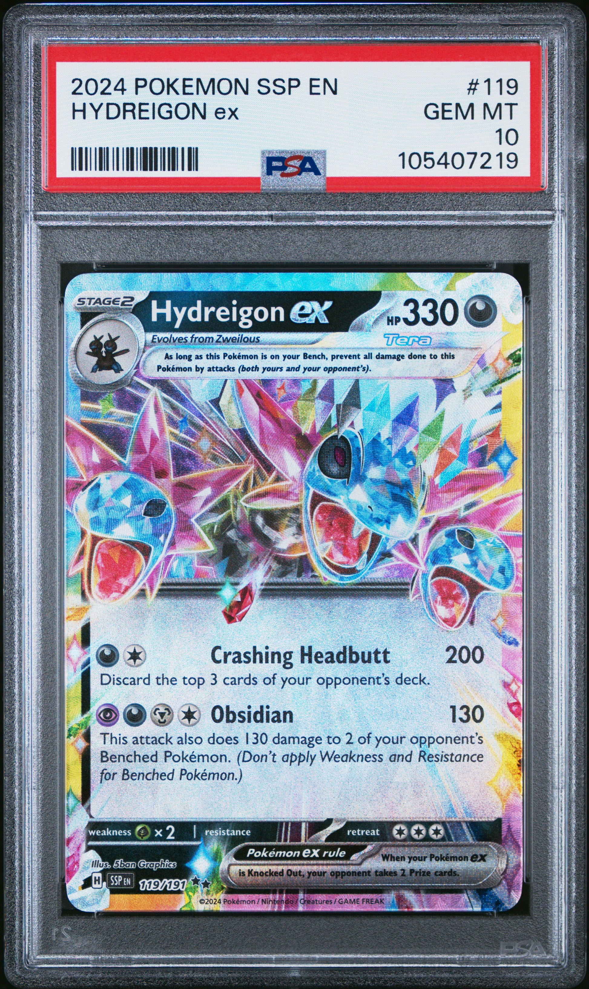HYDREIGON EX 119/191 Common POKEMON SSP EN-SURGING SPARKS PSA10 GEM MT 10 PSA population 272 <a href=https://www.psacard.com/cert/105407219/psa>https://www.psacard.com/cert/105407219/psa</a>