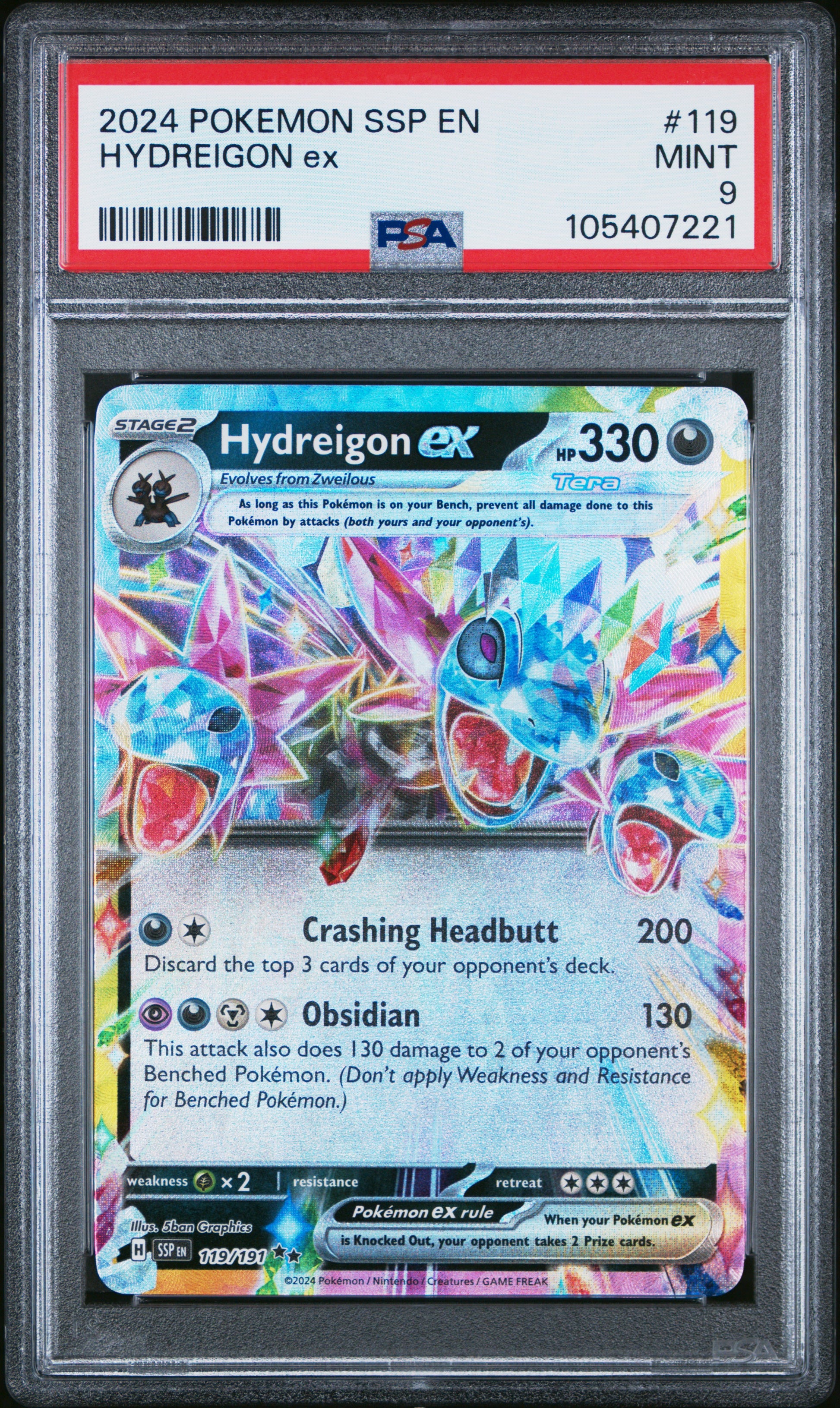 HYDREIGON EX 119/191 Common POKEMON SSP EN-SURGING SPARKS PSA9 MINT 9 PSA population 300 <a href=https://www.psacard.com/cert/105407221/psa>https://www.psacard.com/cert/105407221/psa</a>