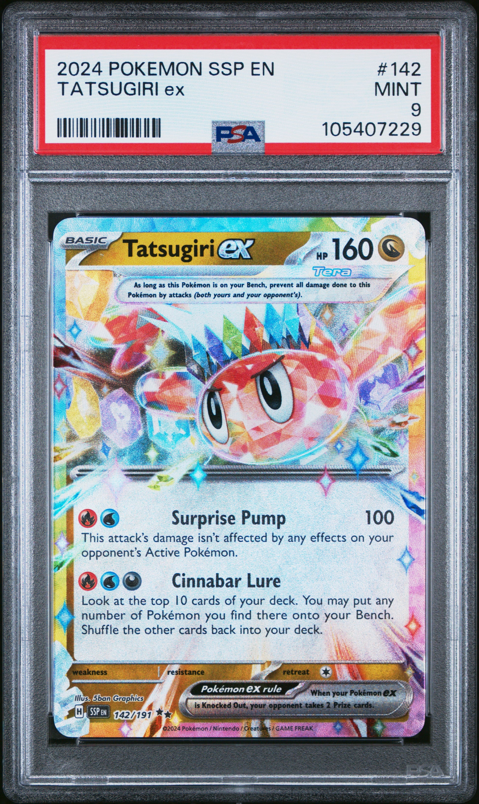 TATSUGIRI EX 142/191 Common POKEMON SSP EN-SURGING SPARKS PSA9 MINT 9 PSA population 162 <a href=https://www.psacard.com/cert/105407229/psa>https://www.psacard.com/cert/105407229/psa</a>