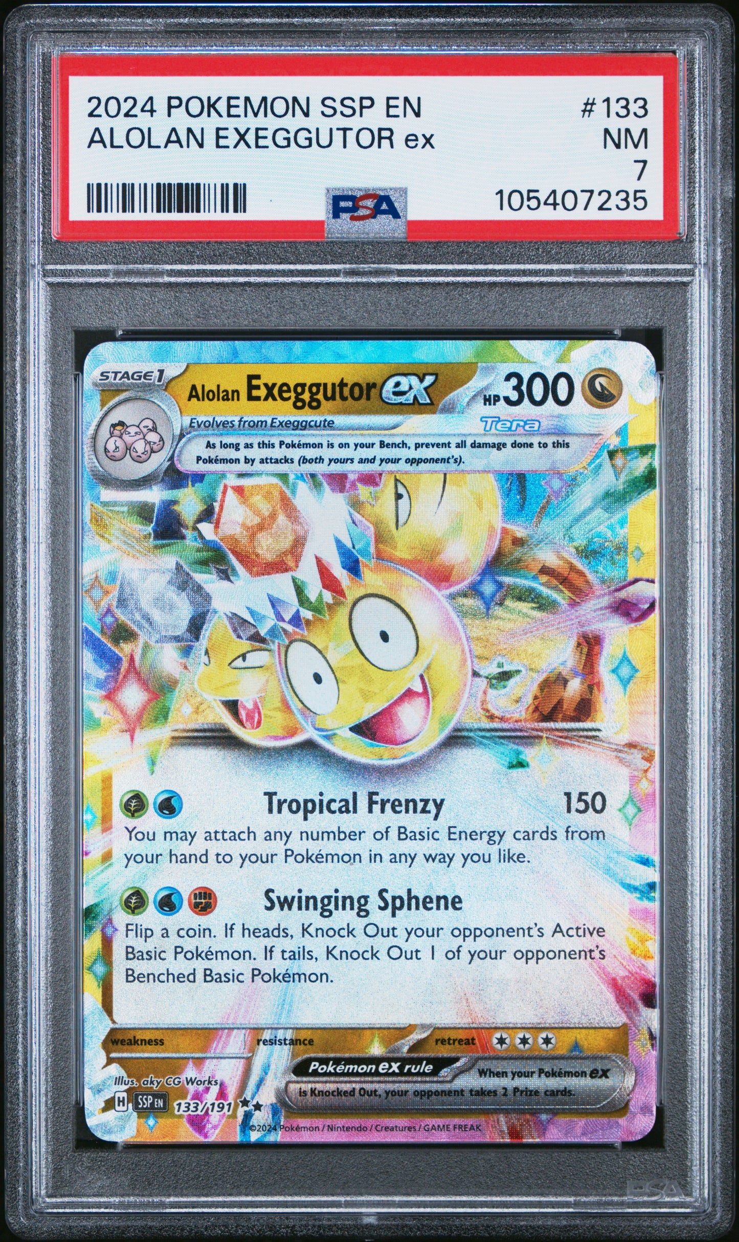 ALOLAN EXEGGUTOR EX 133/191 Common POKEMON SSP EN-SURGING SPARKS PSA7 NM 7 PSA population 5 <a href=https://www.psacard.com/cert/105407235/psa>https://www.psacard.com/cert/105407235/psa</a>