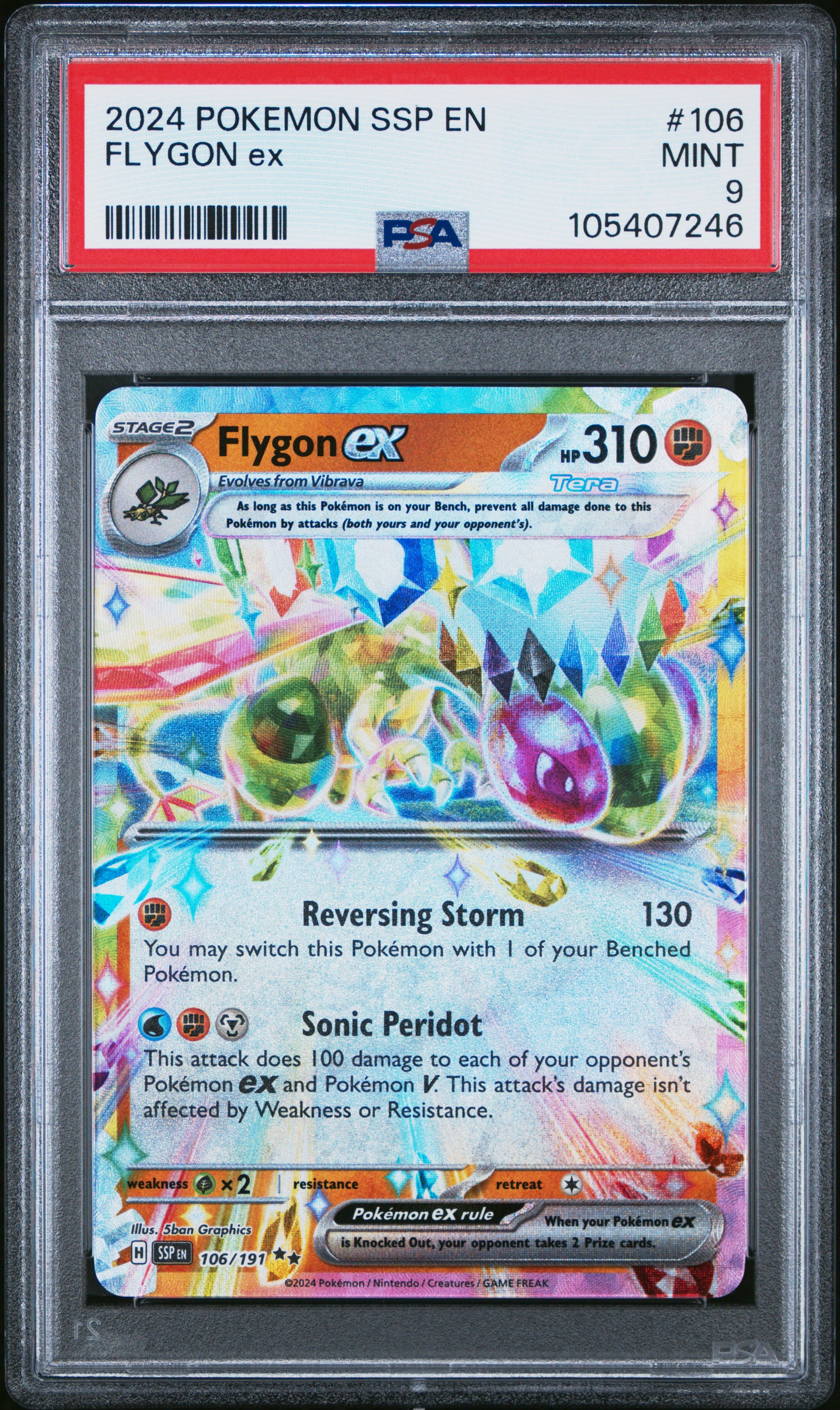 FLYGON EX 106/191 Common POKEMON SSP EN-SURGING SPARKS PSA9 MINT 9 PSA population 184 <a href=https://www.psacard.com/cert/105407246/psa>https://www.psacard.com/cert/105407246/psa</a>