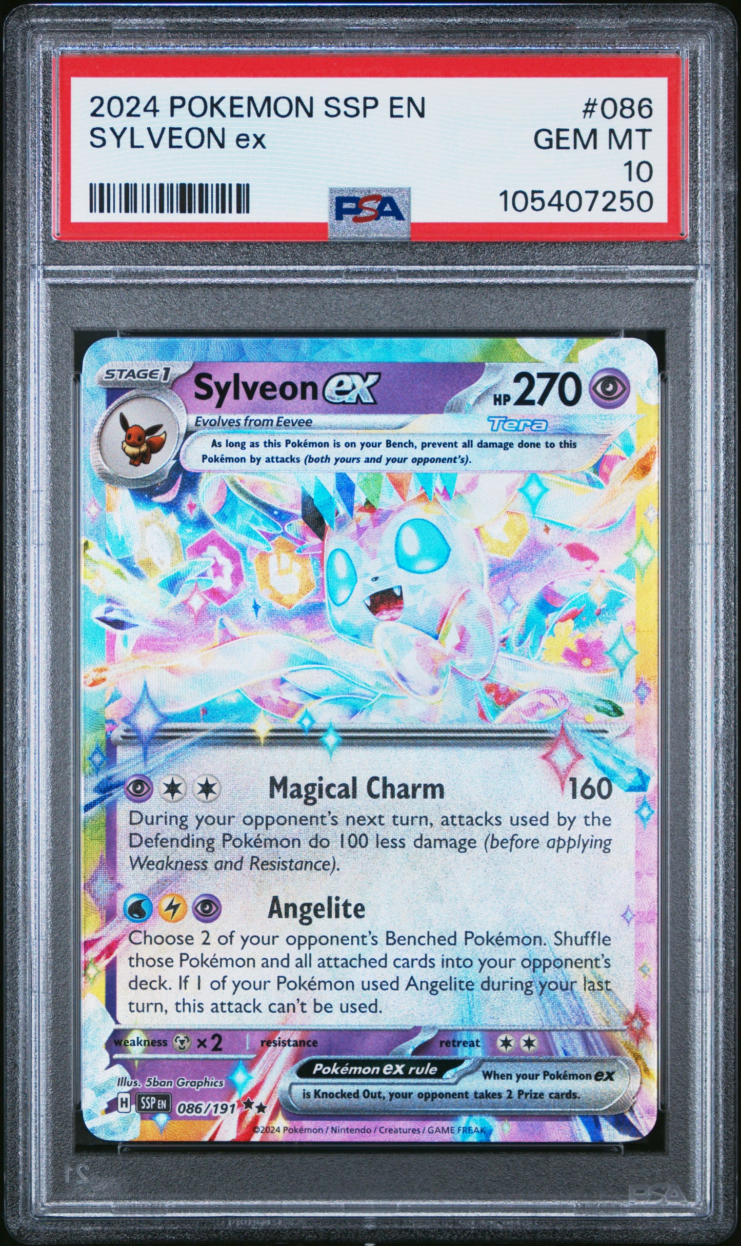 SYLVEON EX 86/191 Common POKEMON SSP EN-SURGING SPARKS PSA10 GEM MT 10 PSA population 0 <a href=https://www.psacard.com/cert/105407250/psa>https://www.psacard.com/cert/105407250/psa</a>