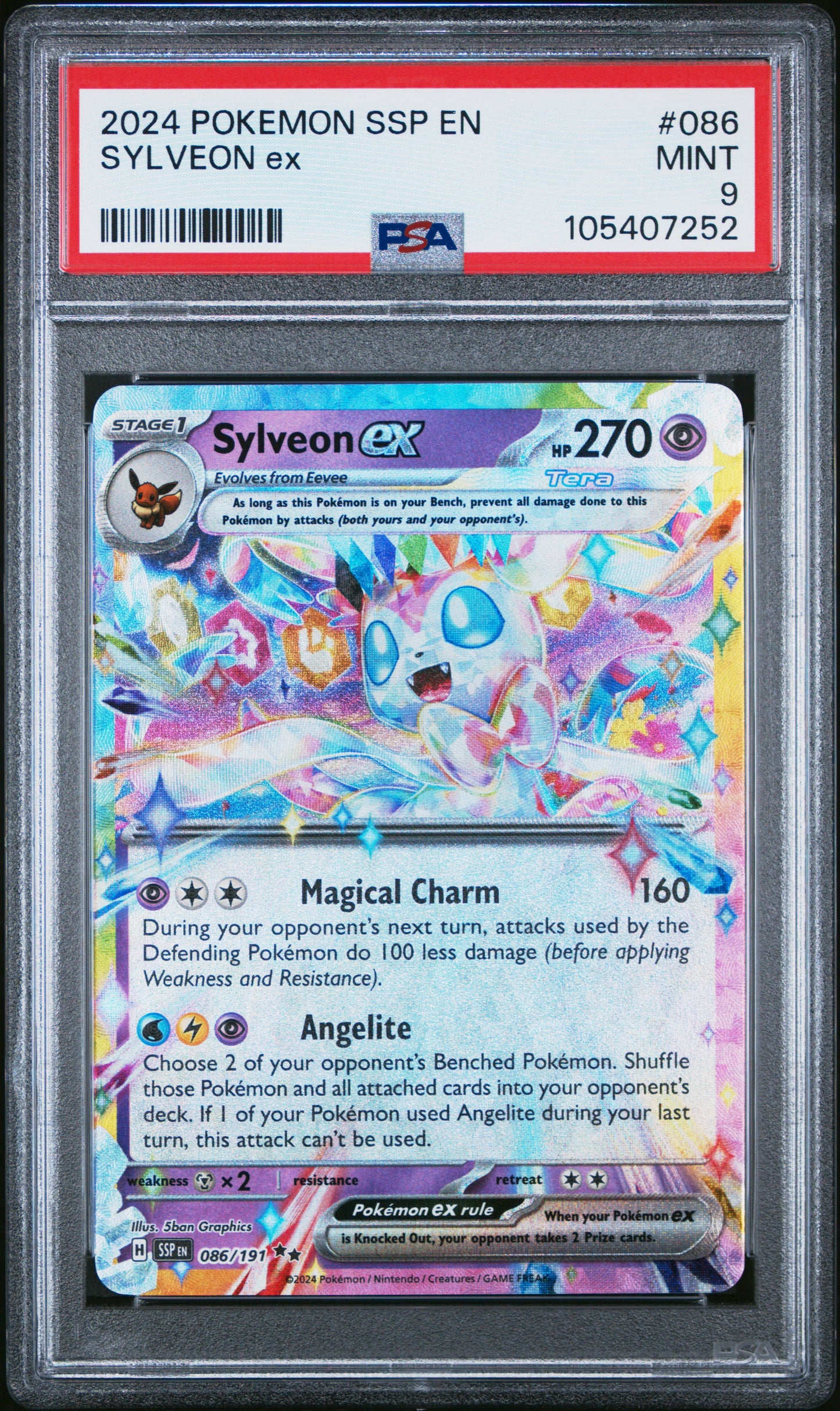 SYLVEON EX 86/191 Common POKEMON SSP EN-SURGING SPARKS PSA9 MINT 9 PSA population 797 <a href=https://www.psacard.com/cert/105407252/psa>https://www.psacard.com/cert/105407252/psa</a>
