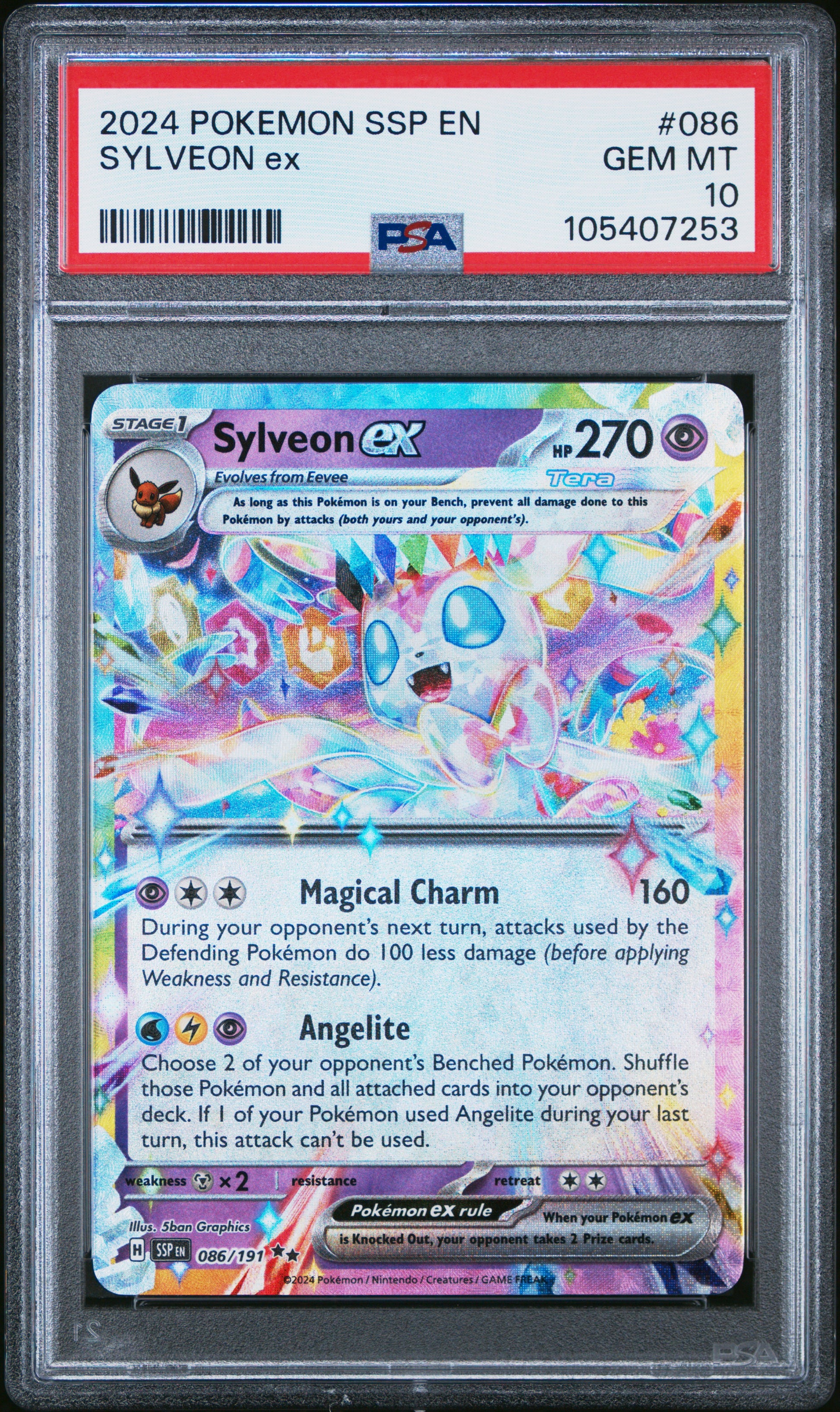 SYLVEON EX 86/191 Common POKEMON SSP EN-SURGING SPARKS PSA10 GEM MT 10 PSA population 782 <a href=https://www.psacard.com/cert/105407253/psa>https://www.psacard.com/cert/105407253/psa</a>