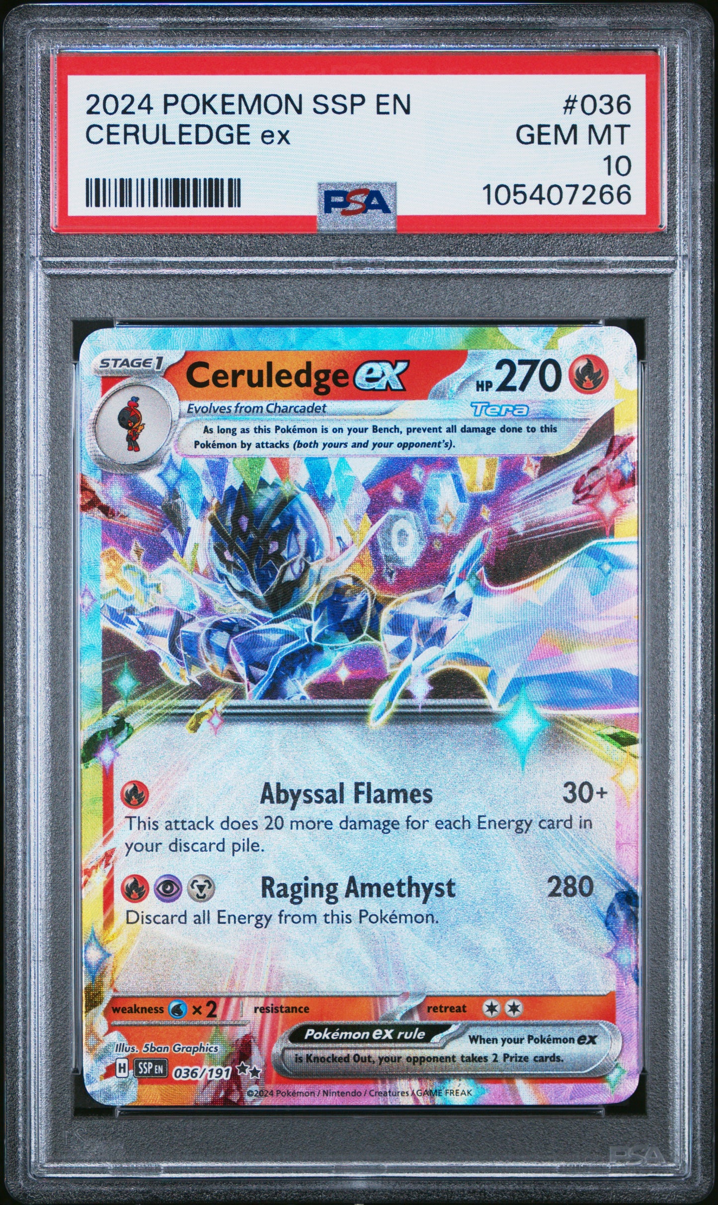 CERULEDGE EX 36/191 Common POKEMON SSP EN-SURGING SPARKS PSA10 GEM MT 10 PSA population 292 <a href=https://www.psacard.com/cert/105407266/psa>https://www.psacard.com/cert/105407266/psa</a>