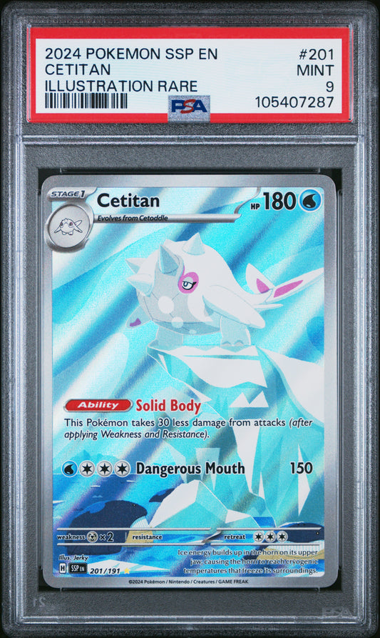 CETITAN 201/191 Common POKEMON SSP EN-SURGING SPARKS ILLUSTRATION RARE PSA9 MINT 9 PSA population 449 <a href=https://www.psacard.com/cert/105407287/psa>https://www.psacard.com/cert/105407287/psa</a>