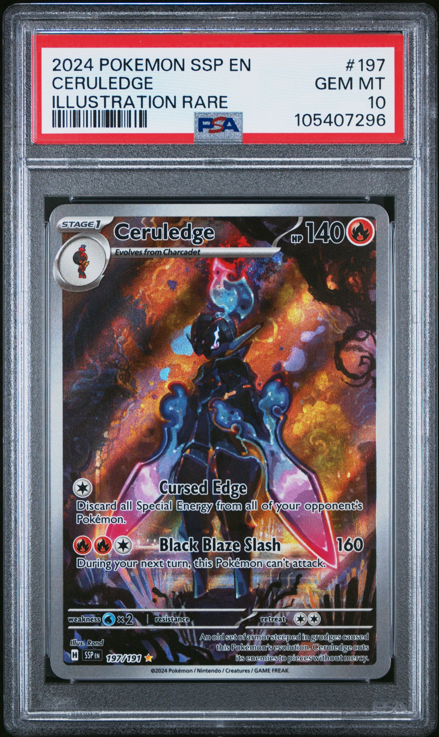 CERULEDGE 197/191 Common POKEMON SSP EN-SURGING SPARKS ILLUSTRATION RARE PSA10 GEM MT 10 PSA population 4963 <a href=https://www.psacard.com/cert/105407296/psa>https://www.psacard.com/cert/105407296/psa</a>