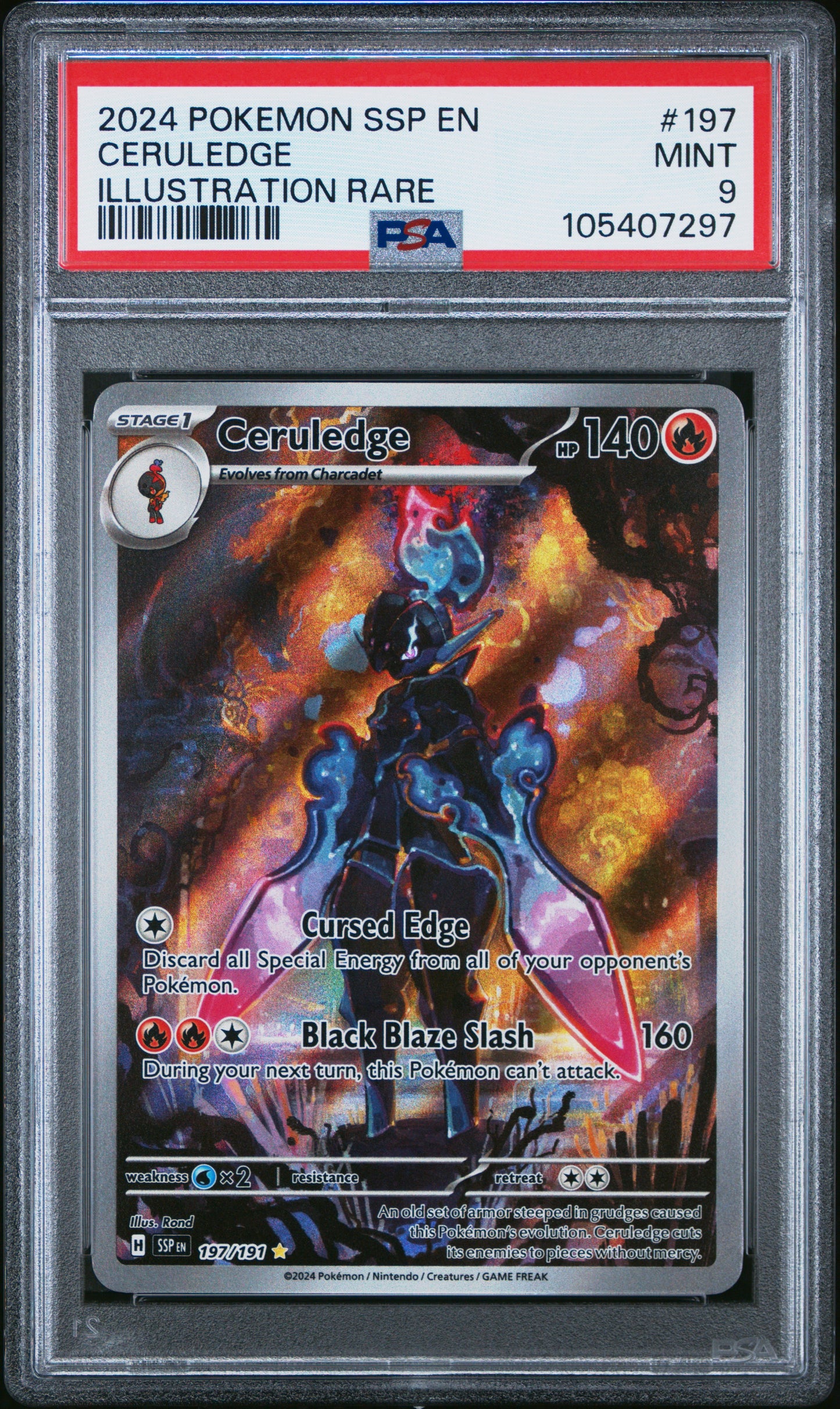 CERULEDGE 197/191 Common POKEMON SSP EN-SURGING SPARKS ILLUSTRATION RARE PSA9 MINT 9 PSA population 7439 <a href=https://www.psacard.com/cert/105407297/psa>https://www.psacard.com/cert/105407297/psa</a>