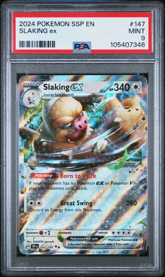 SLAKING EX 147/191 Common POKEMON SSP EN-SURGING SPARKS PSA9 MINT 9 PSA population 82 <a href=https://www.psacard.com/cert/105407346/psa>https://www.psacard.com/cert/105407346/psa</a>