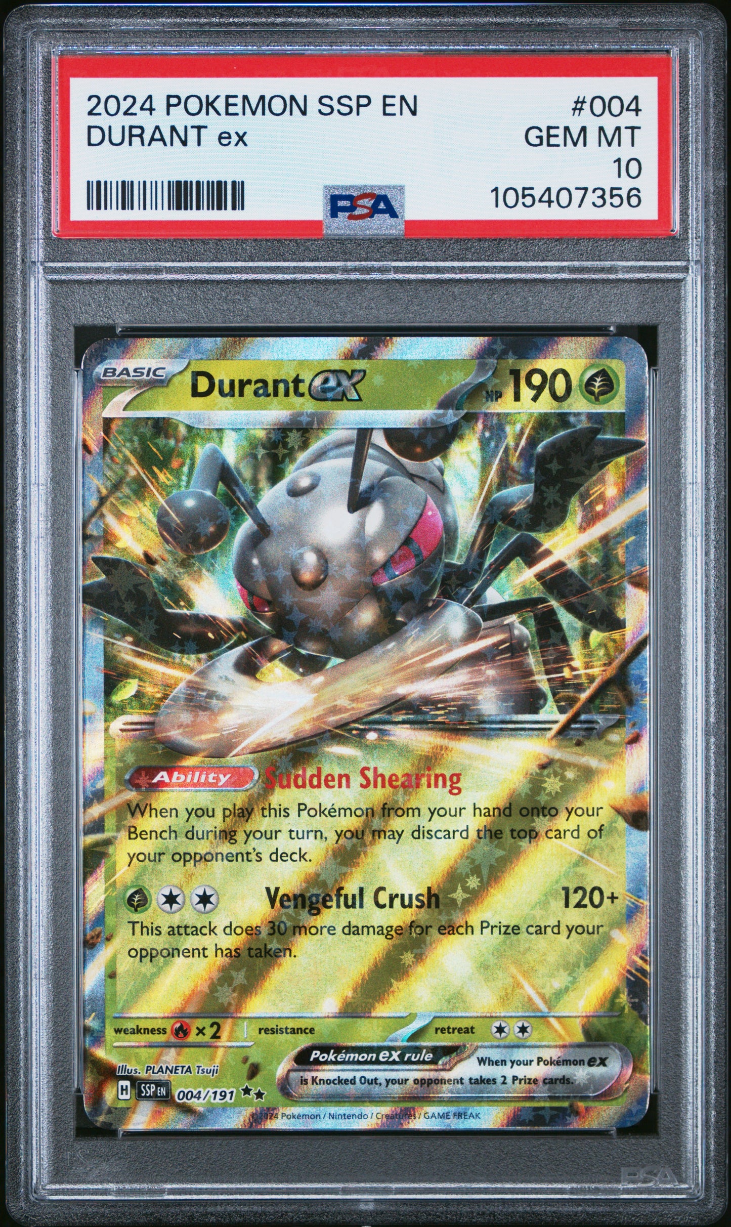 DURANT EX 4/191 Common POKEMON SSP EN-SURGING SPARKS PSA10 GEM MT 10 PSA population 41 <a href=https://www.psacard.com/cert/105407356/psa>https://www.psacard.com/cert/105407356/psa</a>