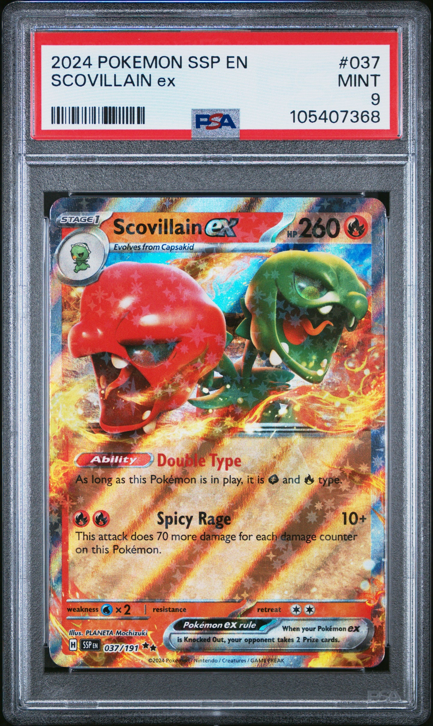 SCOVILLAIN EX 37/191 Common POKEMON SSP EN-SURGING SPARKS PSA9 MINT 9 PSA population 51 <a href=https://www.psacard.com/cert/105407368/psa>https://www.psacard.com/cert/105407368/psa</a>