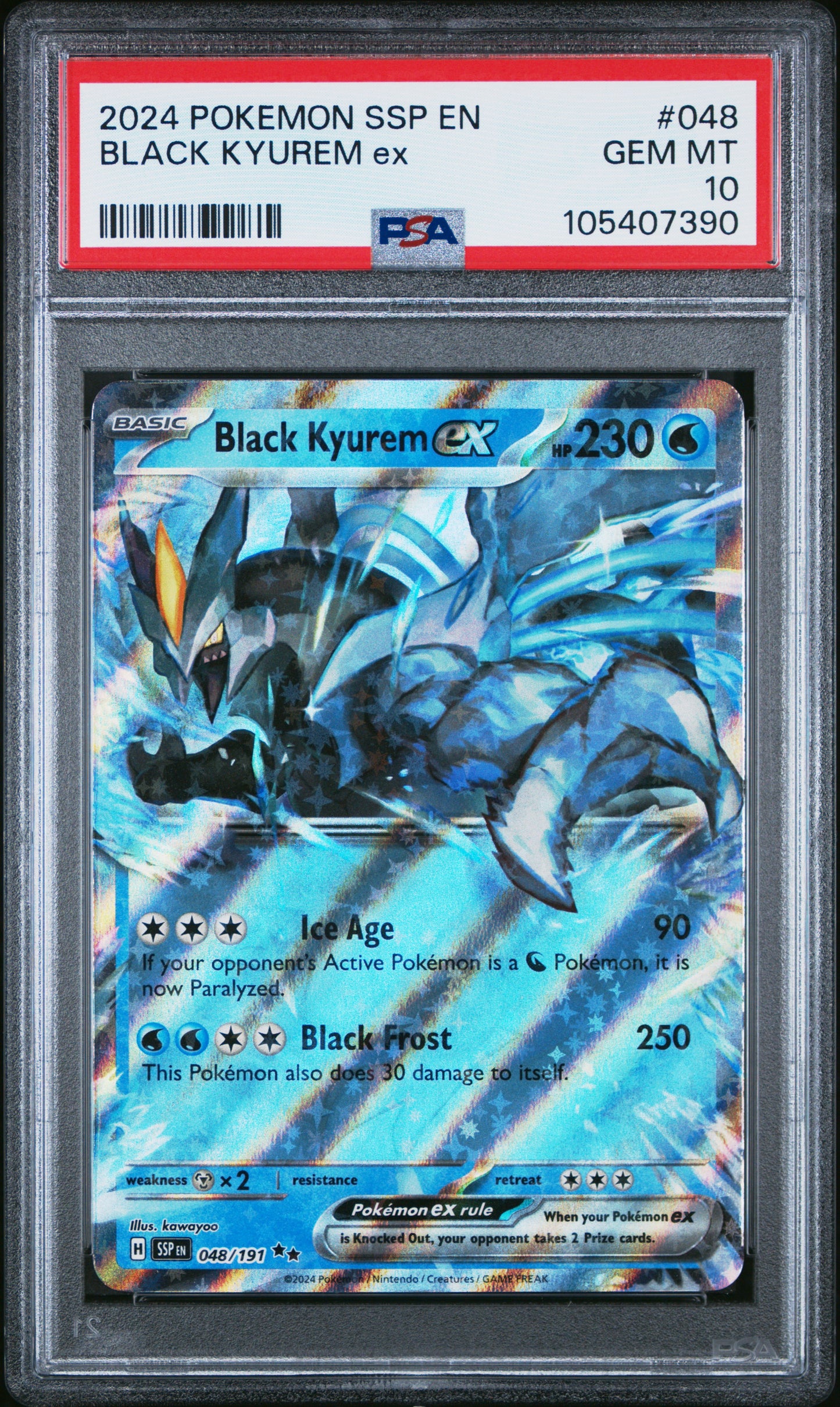 BLACK KYUREM EX 48/191 Common POKEMON SSP EN-SURGING SPARKS PSA10 GEM MT 10 PSA population 72 <a href=https://www.psacard.com/cert/105407390/psa>https://www.psacard.com/cert/105407390/psa</a>