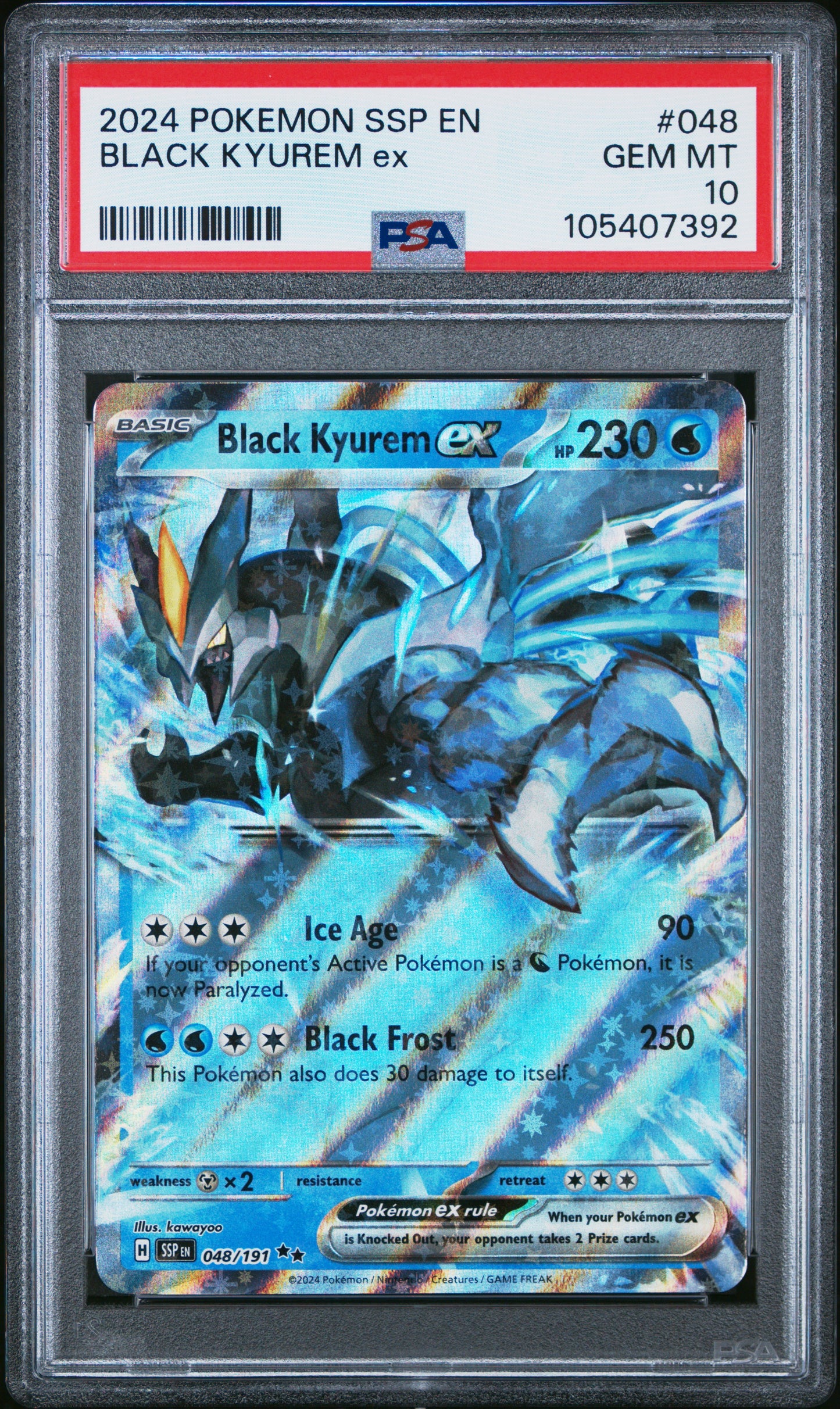 BLACK KYUREM EX 48/191 Common POKEMON SSP EN-SURGING SPARKS PSA10 GEM MT 10 PSA population 72 <a href=https://www.psacard.com/cert/105407392/psa>https://www.psacard.com/cert/105407392/psa</a>