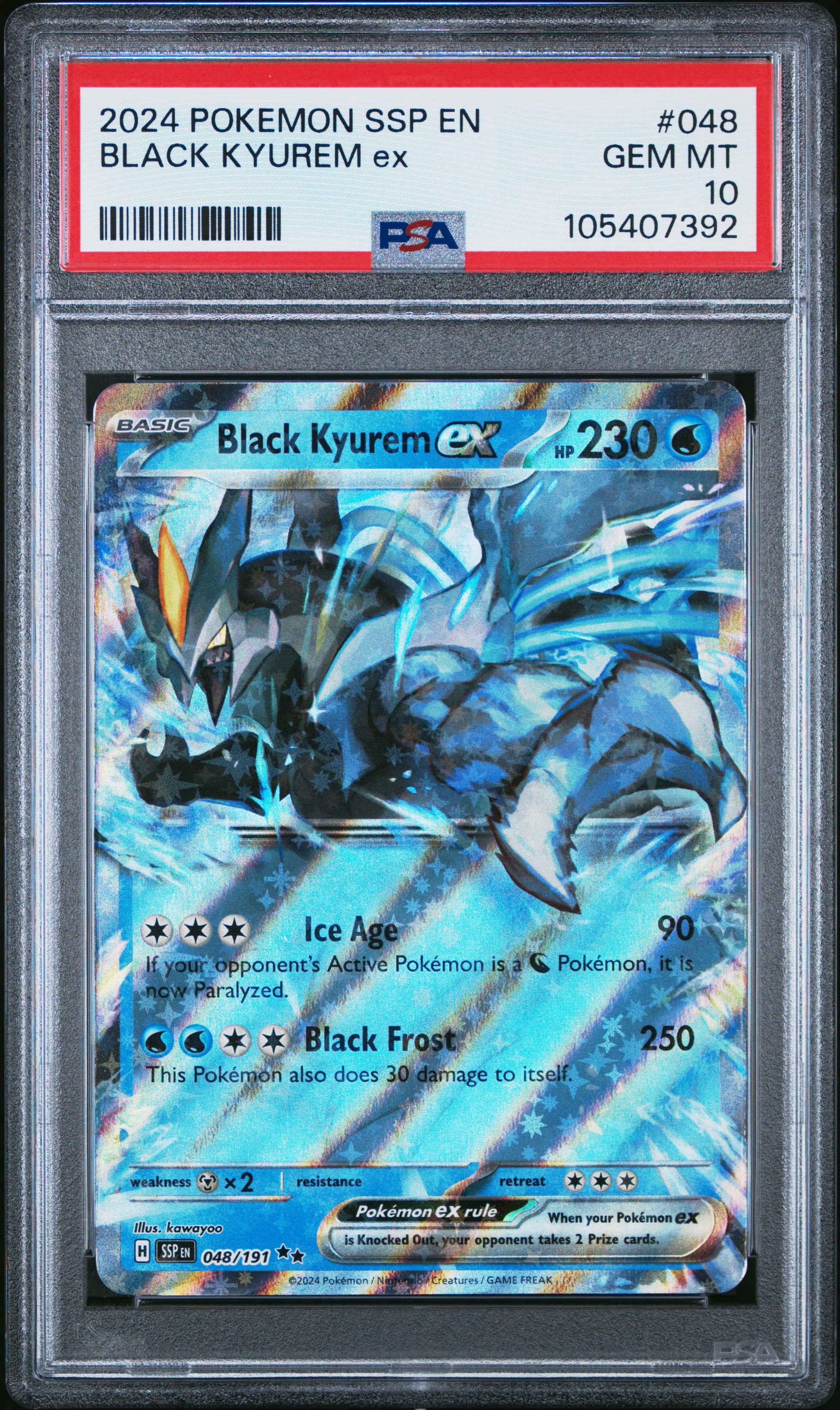 BLACK KYUREM EX 48/191 Common POKEMON SSP EN-SURGING SPARKS PSA10 GEM MT 10 PSA population 72 <a href=https://www.psacard.com/cert/105407392/psa>https://www.psacard.com/cert/105407392/psa</a>