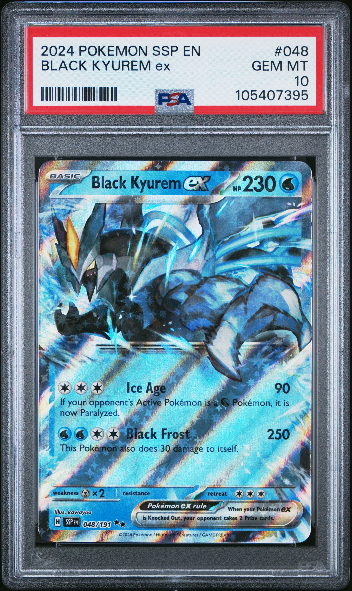 BLACK KYUREM EX 48/191 Common POKEMON SSP EN-SURGING SPARKS PSA10 GEM MT 10 PSA population 72 <a href=https://www.psacard.com/cert/105407395/psa>https://www.psacard.com/cert/105407395/psa</a>