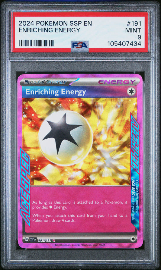 ENRICHING ENERGY 191/191 Common POKEMON SSP EN-SURGING SPARKS PSA9 MINT 9 PSA population 59 <a href=https://www.psacard.com/cert/105407434/psa>https://www.psacard.com/cert/105407434/psa</a>