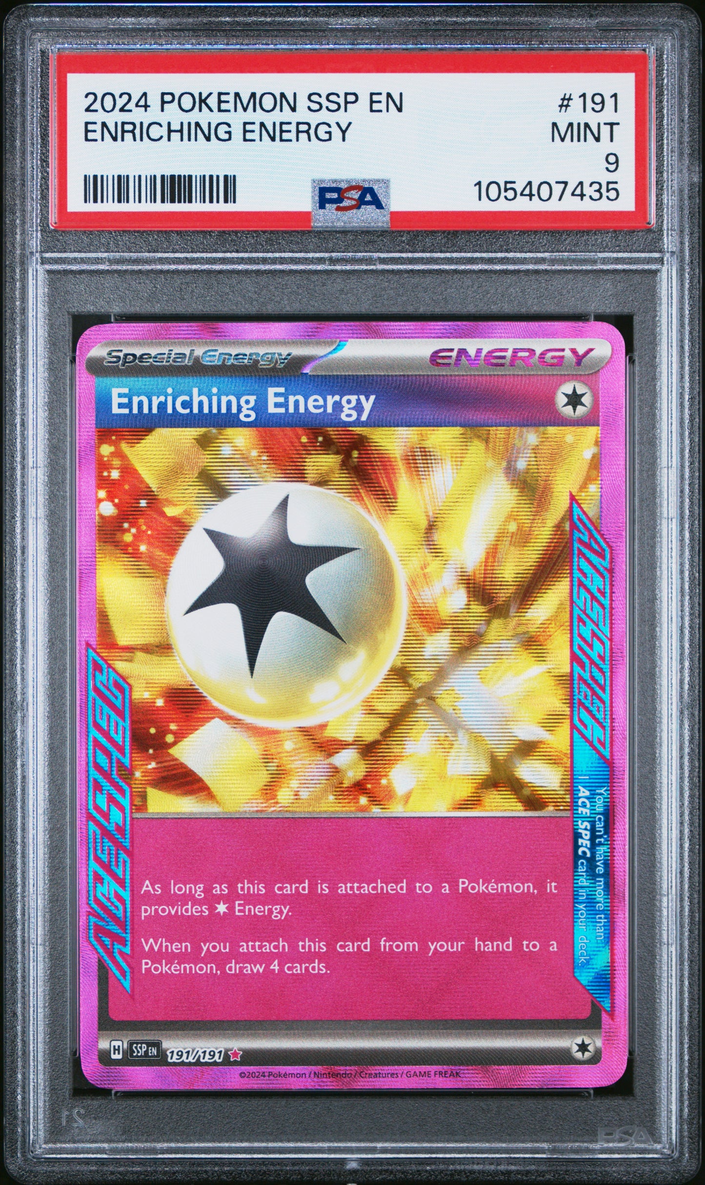 ENRICHING ENERGY 191/191 Common POKEMON SSP EN-SURGING SPARKS PSA9 MINT 9 PSA population 59 <a href=https://www.psacard.com/cert/105407435/psa>https://www.psacard.com/cert/105407435/psa</a>