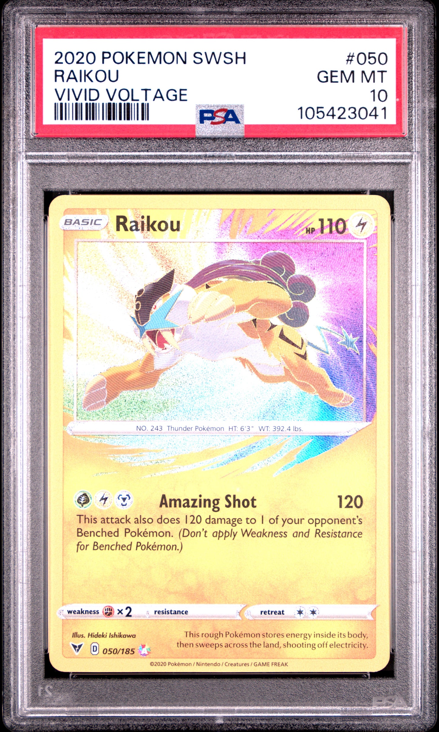 RAIKOU 50/185 Common POKEMON SWORD & SHIELD VIVID VOLTAGE VIVID VOLTAGE PSA10 GEM MT 10 PSA population 7265 <a href=https://www.psacard.com/cert/105423041/psa>https://www.psacard.com/cert/105423041/psa</a>