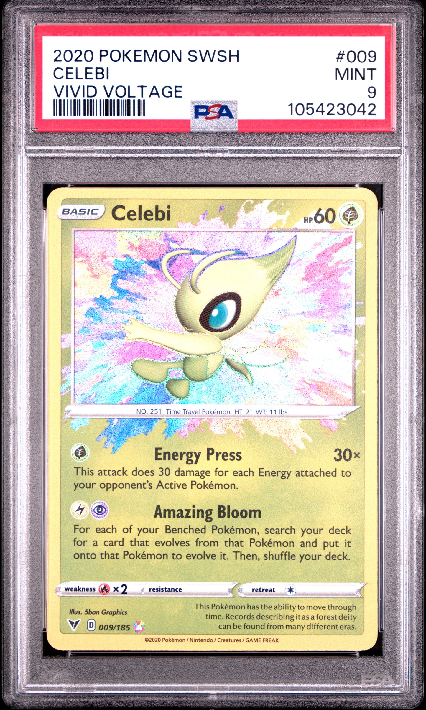 CELEBI 9/185 Common POKEMON SWORD & SHIELD VIVID VOLTAGE VIVID VOLTAGE PSA9 MINT 9 PSA population 3909 <a href=https://www.psacard.com/cert/105423042/psa>https://www.psacard.com/cert/105423042/psa</a>