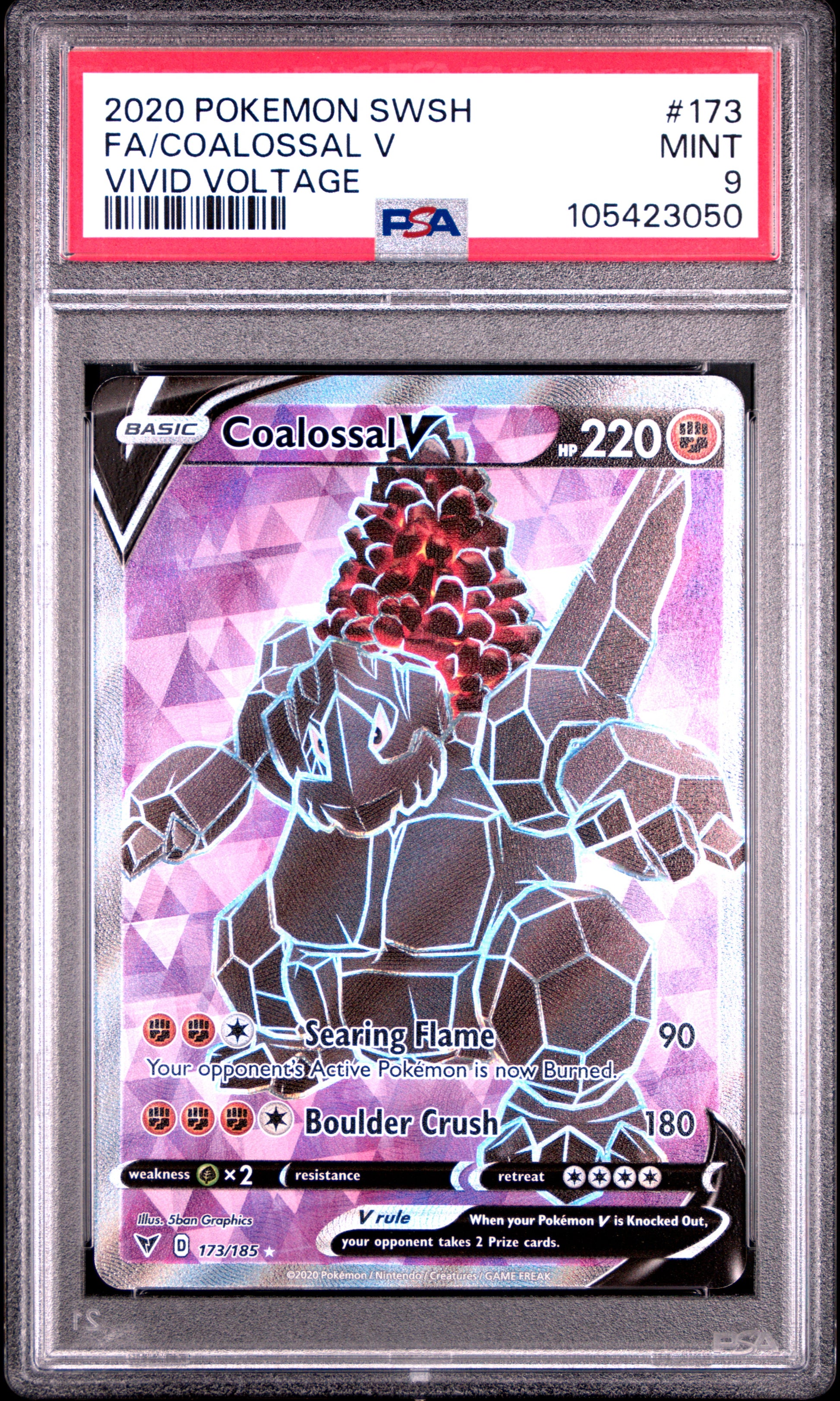FA/COALOSSAL V 173/185 Common POKEMON SWORD & SHIELD VIVID VOLTAGE VIVID VOLTAGE PSA9 MINT 9 PSA population 142 <a href=https://www.psacard.com/cert/105423050/psa>https://www.psacard.com/cert/105423050/psa</a>
