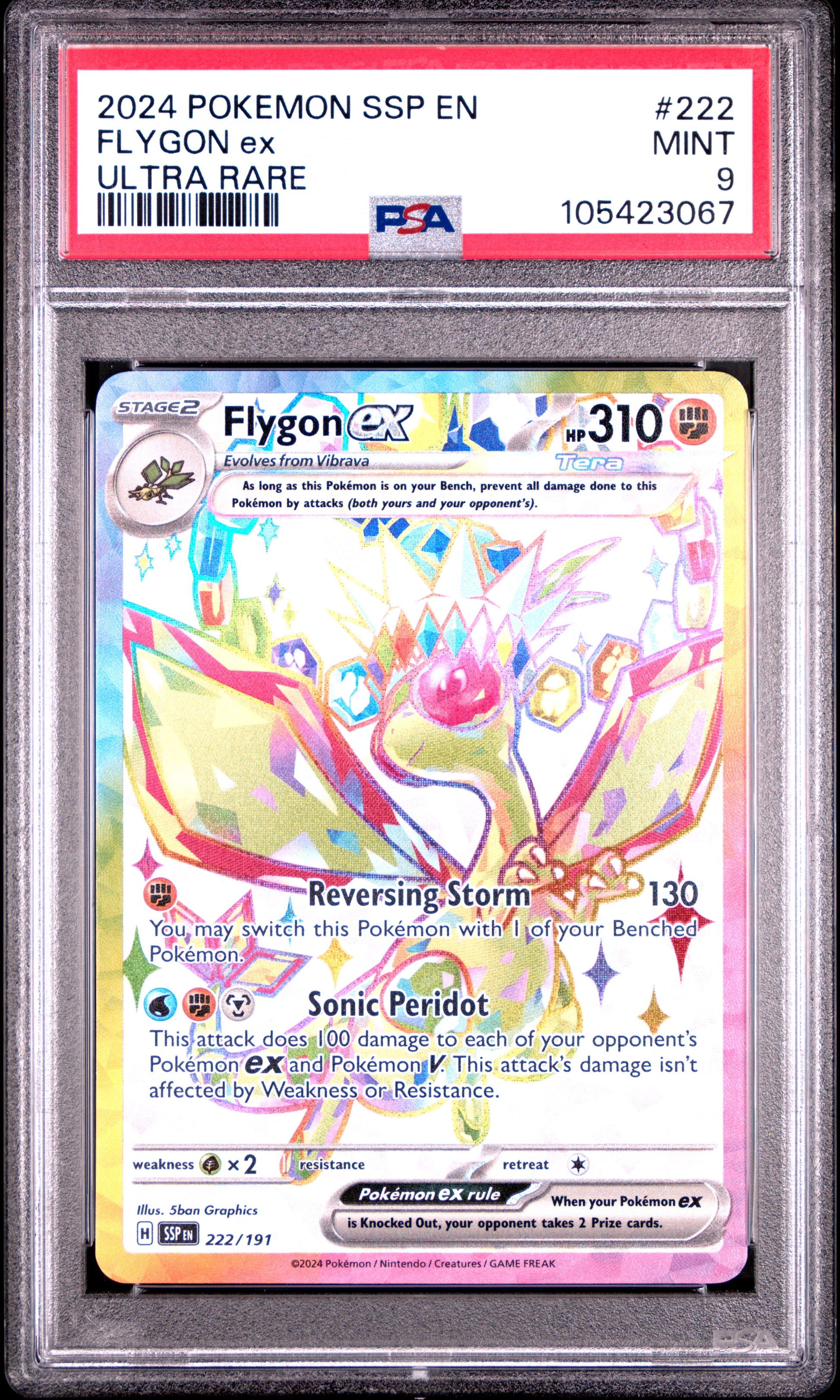 FLYGON EX 222/191 Common POKEMON SSP EN-SURGING SPARKS ULTRA RARE PSA9 MINT 9 PSA population 609 <a href=https://www.psacard.com/cert/105423067/psa>https://www.psacard.com/cert/105423067/psa</a>