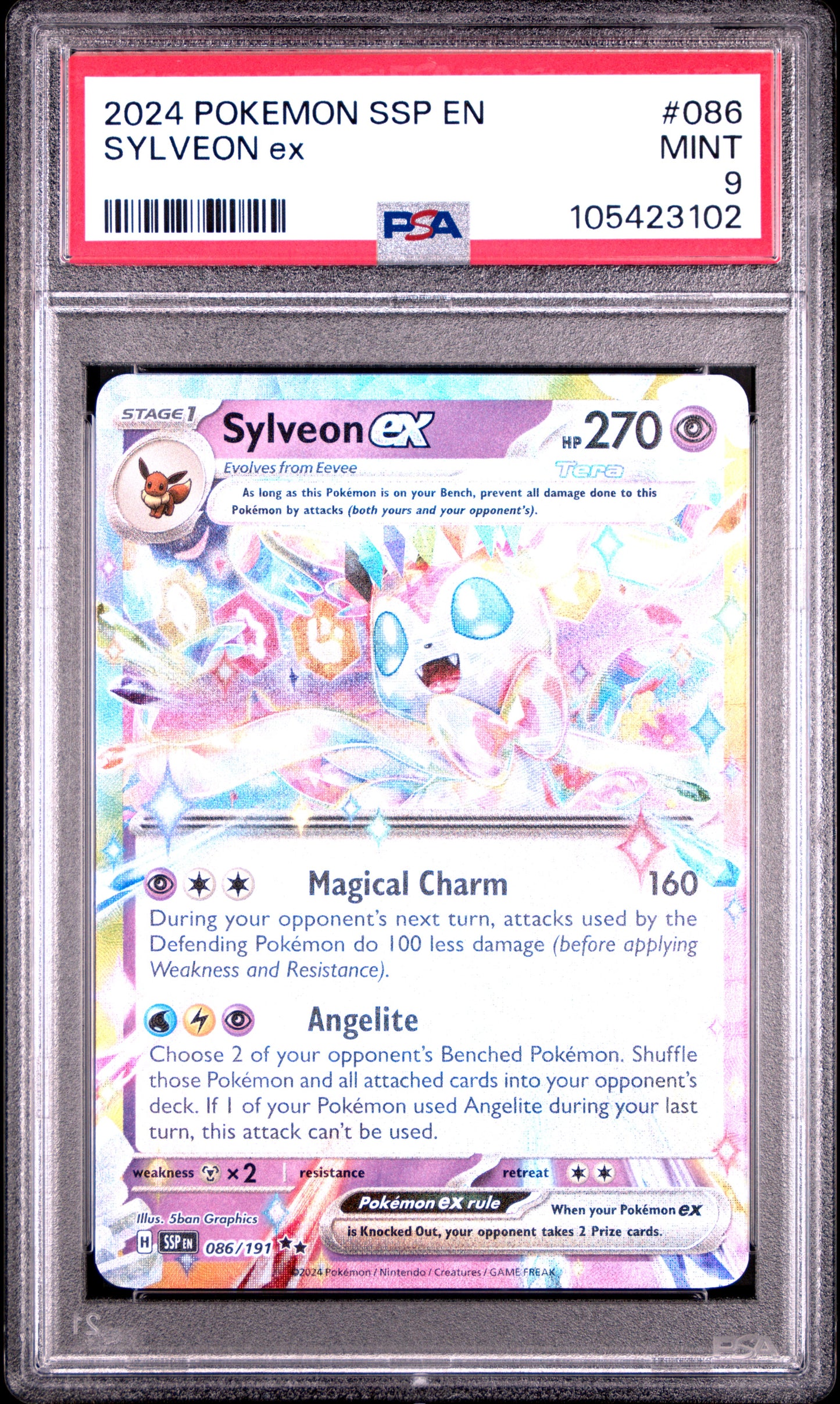 SYLVEON EX 86/191 Common POKEMON SSP EN-SURGING SPARKS PSA9 MINT 9 PSA population 797 <a href=https://www.psacard.com/cert/105423102/psa>https://www.psacard.com/cert/105423102/psa</a>