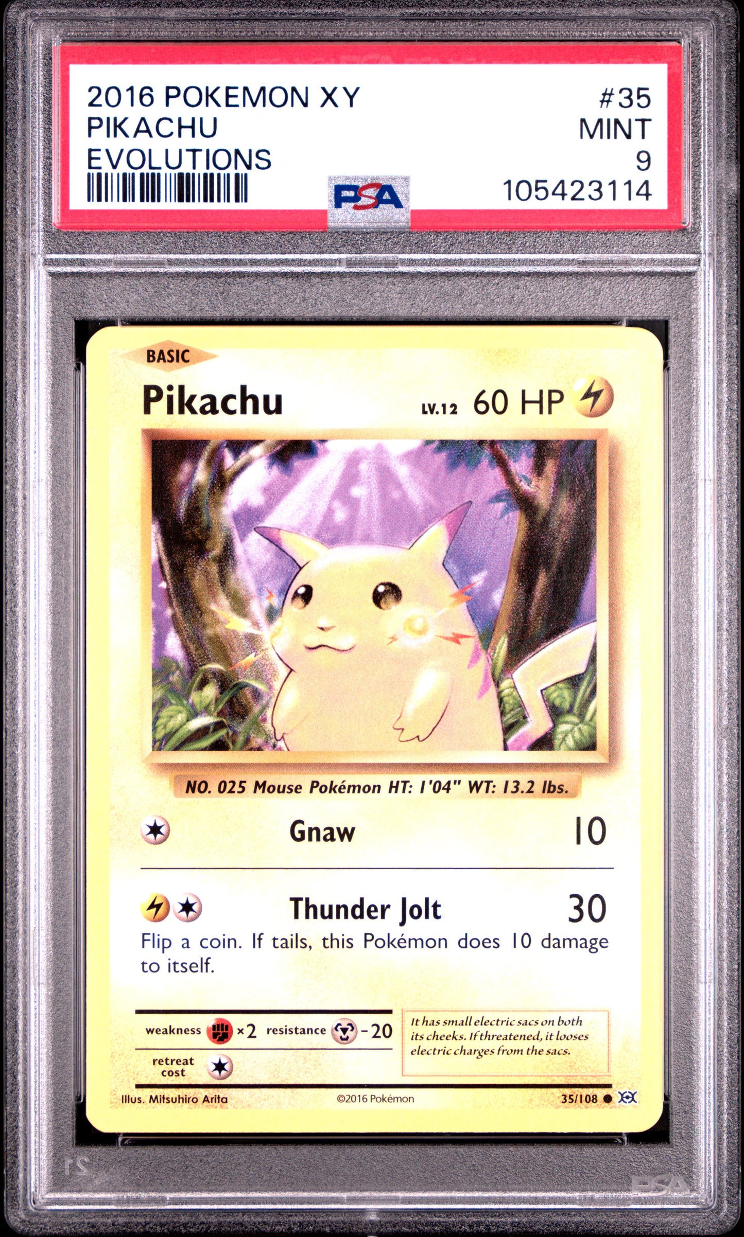 PIKACHU 35/108 Common POKEMON XY EVOLUTIONS EVOLUTIONS PSA9 MINT 9 PSA population 2598 <a href=https://www.psacard.com/cert/105423114/psa>https://www.psacard.com/cert/105423114/psa</a>