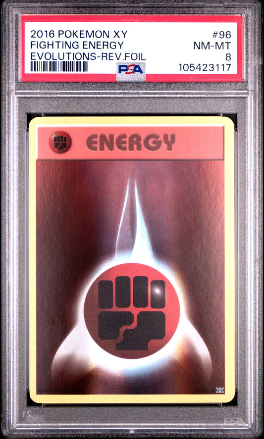 FIGHTING ENERGY 96/108 [Reverse Holo] POKEMON XY EVOLUTIONS EVOLUTIONS-REV.FOIL PSA9 NM-MT 8 PSA population 33 <a href=https://www.psacard.com/cert/105423117/psa>https://www.psacard.com/cert/105423117/psa</a>