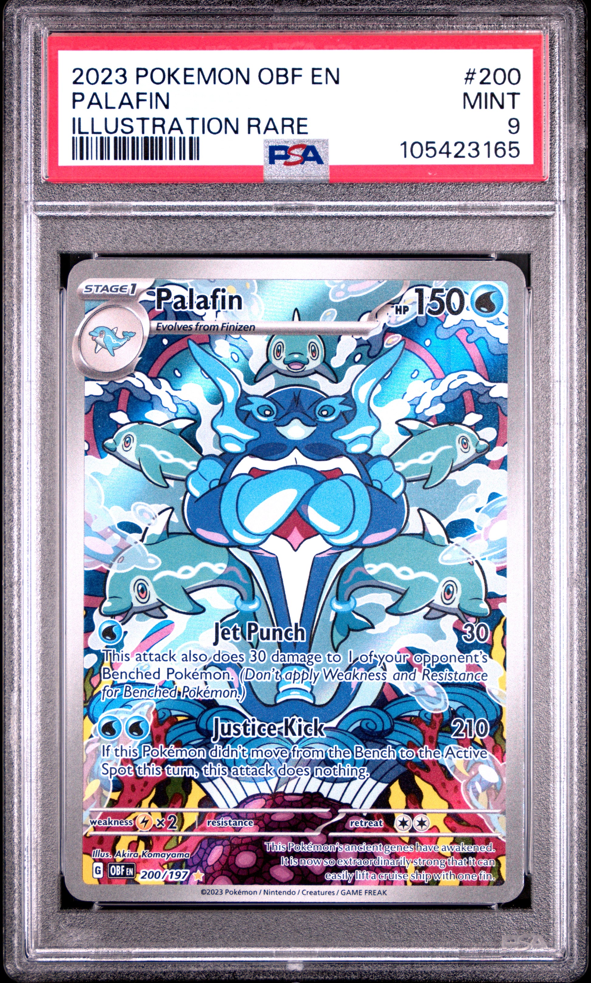 PALAFIN 200/197 Common POKEMON OBF EN-OBSIDIAN FLAMES ILLUSTRATION RARE PSA9 MINT 9 PSA population 1068 <a href=https://www.psacard.com/cert/105423165/psa>https://www.psacard.com/cert/105423165/psa</a>