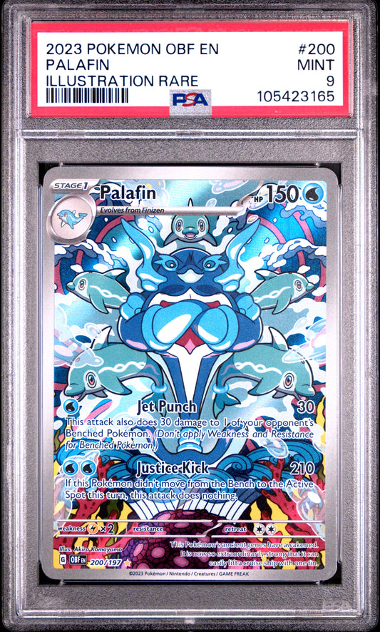 PALAFIN 200/197 Common POKEMON OBF EN-OBSIDIAN FLAMES ILLUSTRATION RARE PSA9 MINT 9 PSA population 1068 <a href=https://www.psacard.com/cert/105423165/psa>https://www.psacard.com/cert/105423165/psa</a>