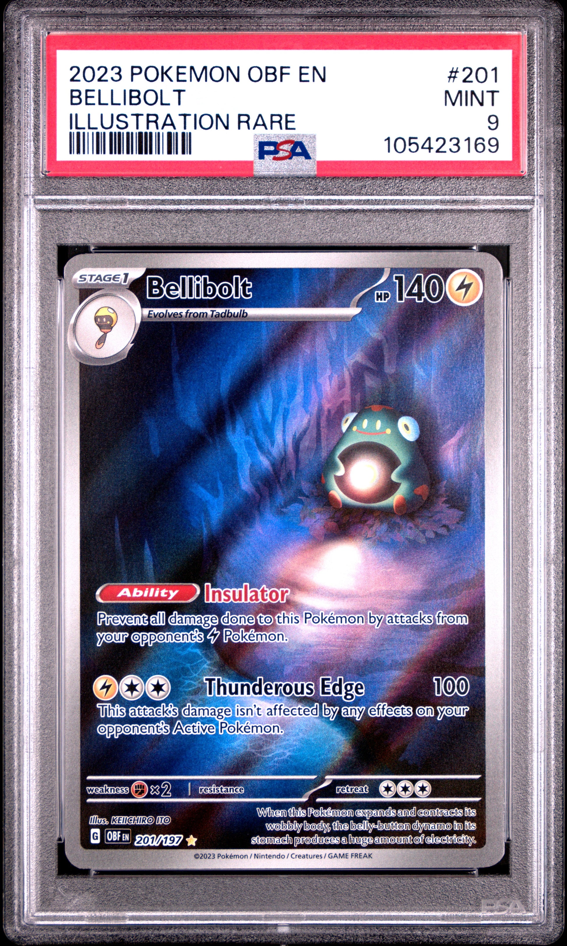 BELLIBOLT 201/197 Common POKEMON OBF EN-OBSIDIAN FLAMES ILLUSTRATION RARE PSA9 MINT 9 PSA population 785 <a href=https://www.psacard.com/cert/105423169/psa>https://www.psacard.com/cert/105423169/psa</a>
