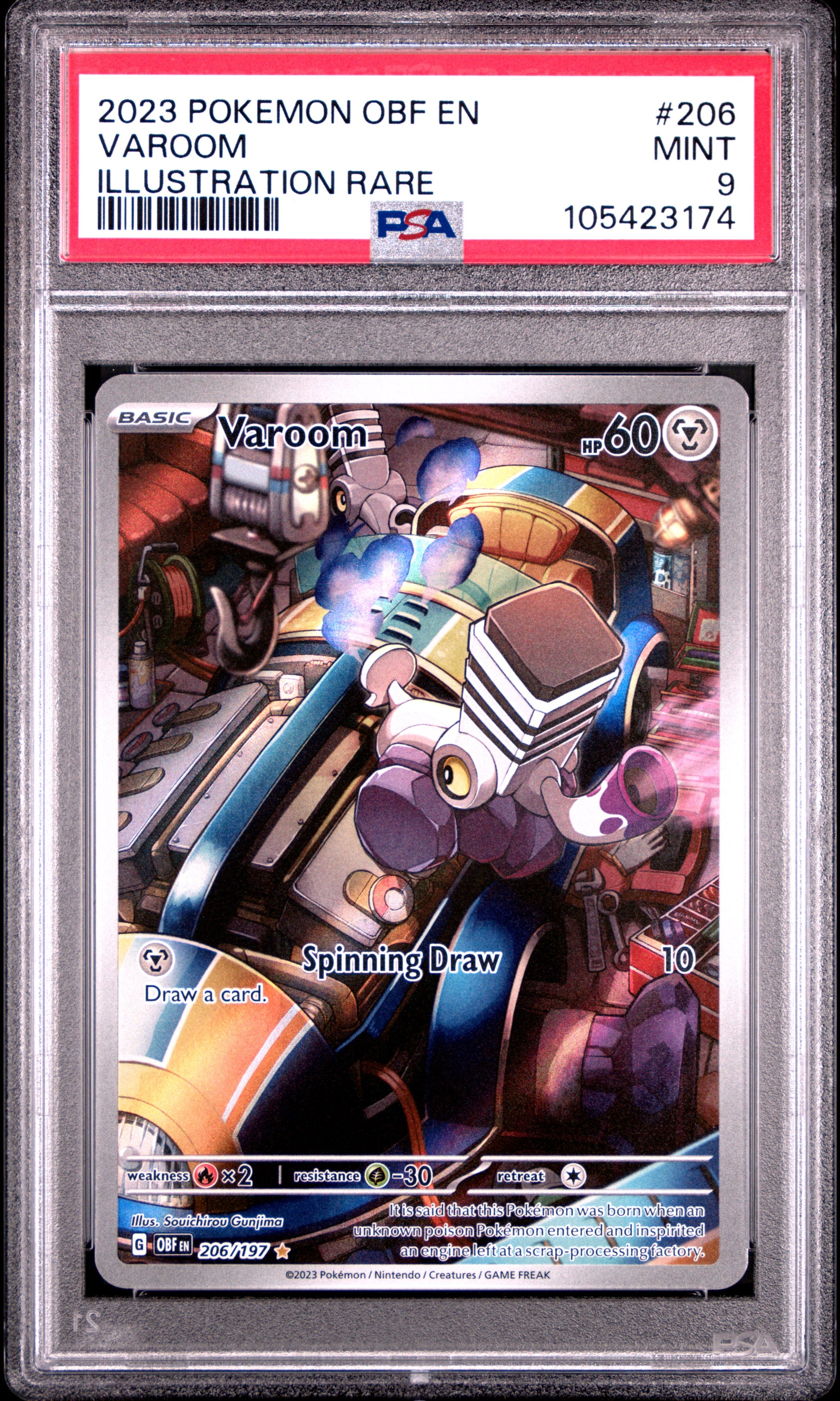 VAROOM 206/197 Common POKEMON OBF EN-OBSIDIAN FLAMES ILLUSTRATION RARE PSA9 MINT 9 PSA population 438 <a href=https://www.psacard.com/cert/105423174/psa>https://www.psacard.com/cert/105423174/psa</a>