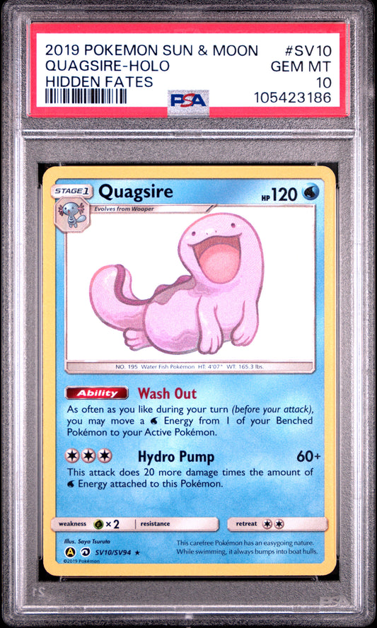 QUAGSIRE-HOLO SV10/SV94 Common POKEMON SUN & MOON HIDDEN FATES HIDDEN FATES PSA10 GEM MT 10 PSA population 1192 <a href=https://www.psacard.com/cert/105423186/psa>https://www.psacard.com/cert/105423186/psa</a>