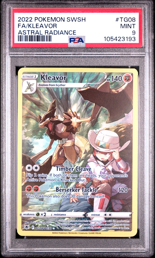 FA/KLEAVOR TG08/TG30 Common POKEMON SWORD & SHIELD ASTRAL RADIANCE ASTRAL RADIANCE PSA9 MINT 9 PSA population 198 <a href=https://www.psacard.com/cert/105423193/psa>https://www.psacard.com/cert/105423193/psa</a>
