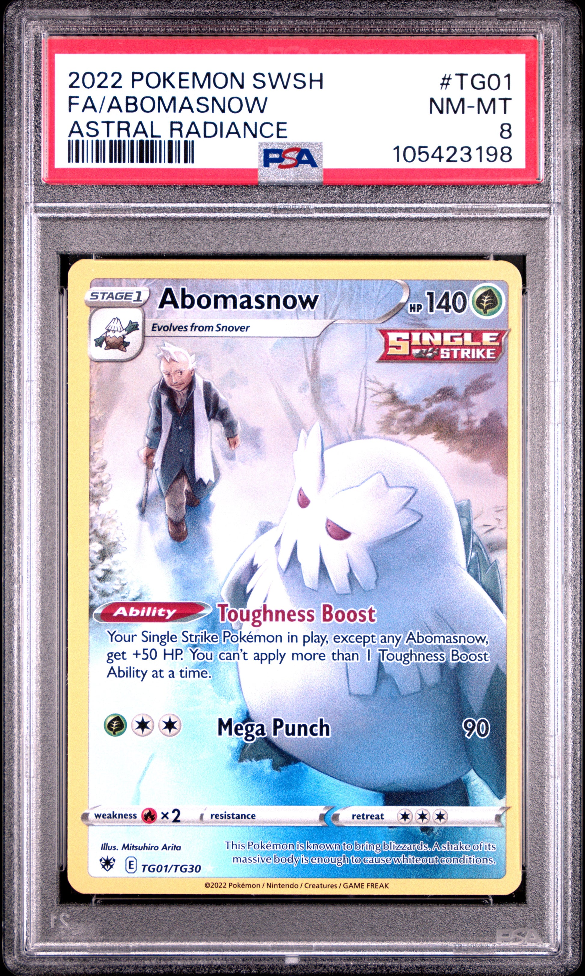 FA/ABOMASNOW TG01/TG30 Common POKEMON SWORD & SHIELD ASTRAL RADIANCE ASTRAL RADIANCE PSA8 NM-MT 8 PSA population 63 <a href=https://www.psacard.com/cert/105423198/psa>https://www.psacard.com/cert/105423198/psa</a>