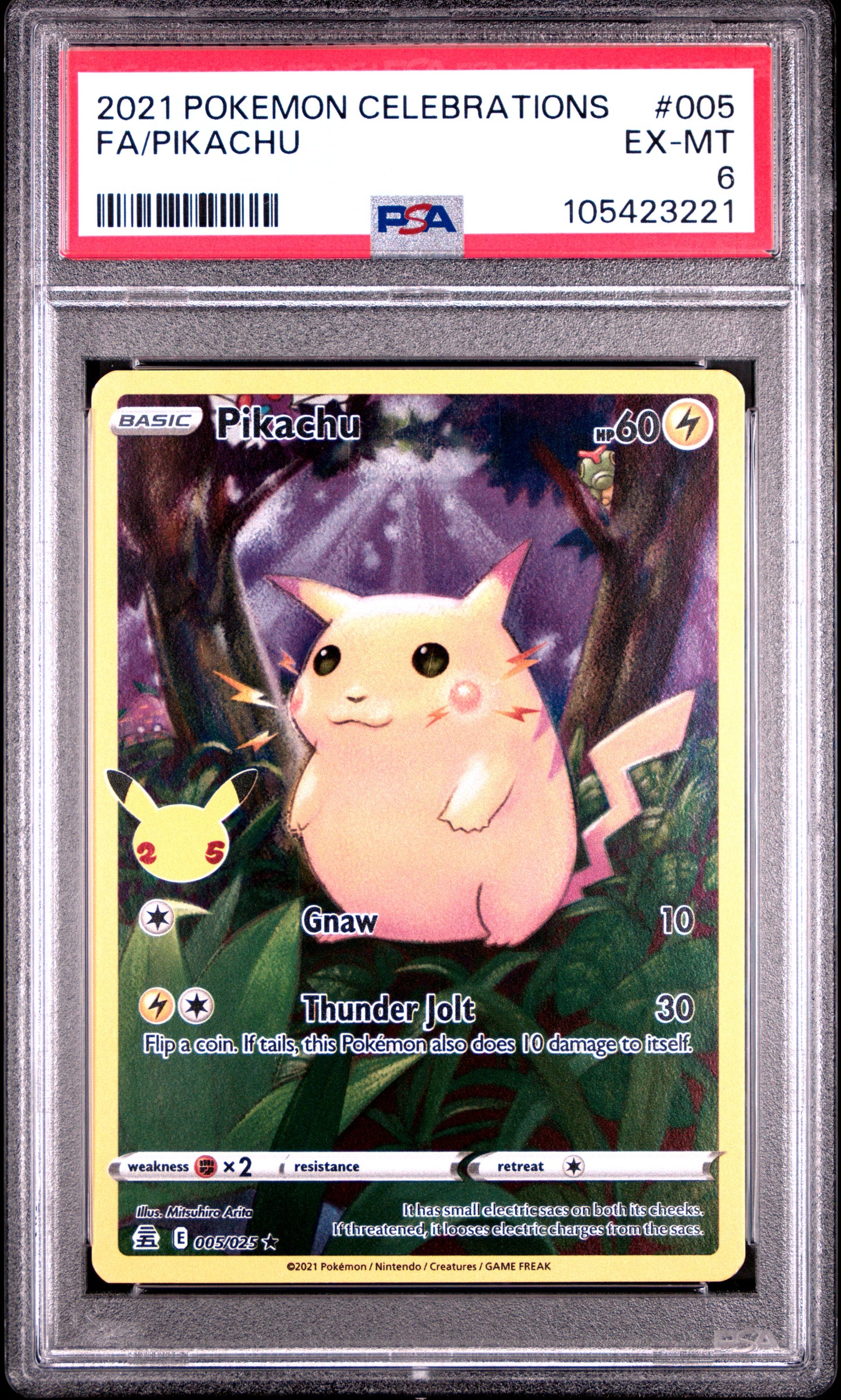 FA/PIKACHU 5/25 Common POKEMON CELEBRATIONS PSA6 EX-MT 6 PSA population 303 <a href=https://www.psacard.com/cert/105423221/psa>https://www.psacard.com/cert/105423221/psa</a>