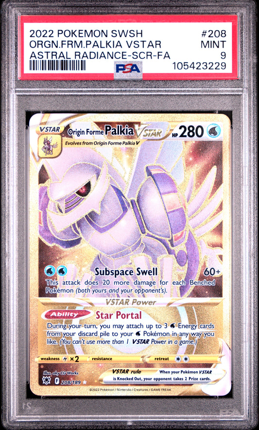 ORGN.FRM.PALKIA VSTAR 208/189 Common POKEMON SWORD & SHIELD ASTRAL RADIANCE ASTRAL RADIANCE-SCR-FA PSA9 MINT 9 PSA population 309 <a href=https://www.psacard.com/cert/105423229/psa>https://www.psacard.com/cert/105423229/psa</a>