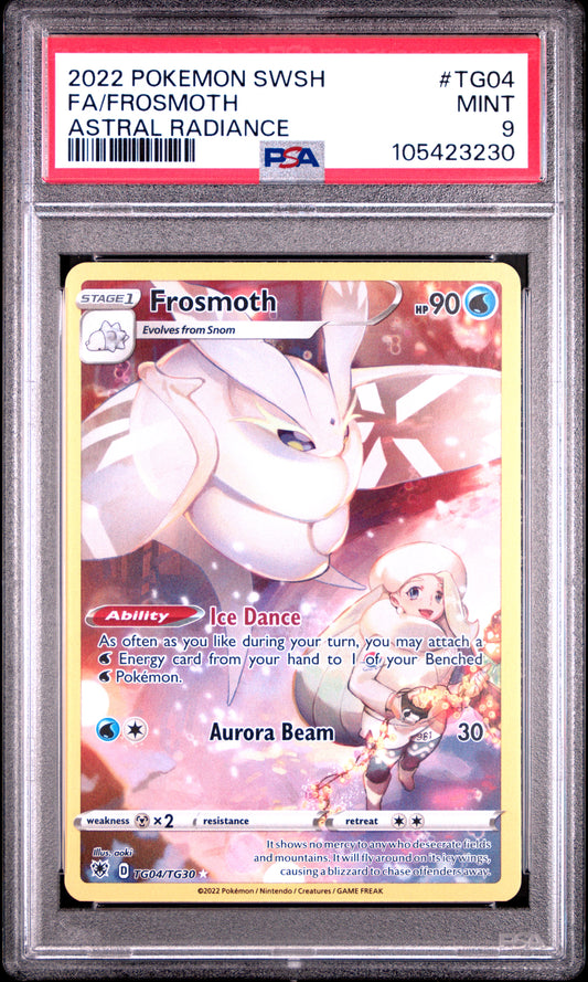 FA/FROSMOTH TG04/TG30 Common POKEMON SWORD & SHIELD ASTRAL RADIANCE ASTRAL RADIANCE PSA9 MINT 9 PSA population 182 <a href=https://www.psacard.com/cert/105423230/psa>https://www.psacard.com/cert/105423230/psa</a>