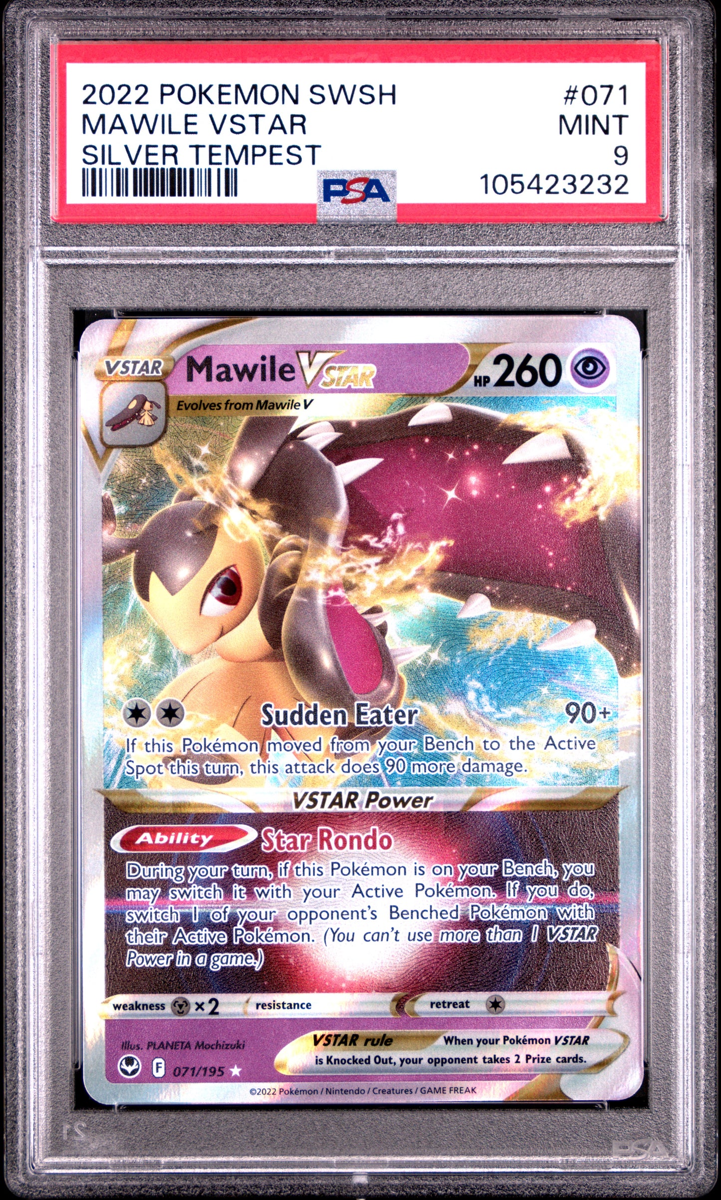 MAWILE VSTAR 71/195 Common POKEMON SWORD & SHIELD SILVER TEMPEST SILVER TEMPEST PSA9 MINT 9 PSA population 83 <a href=https://www.psacard.com/cert/105423232/psa>https://www.psacard.com/cert/105423232/psa</a>