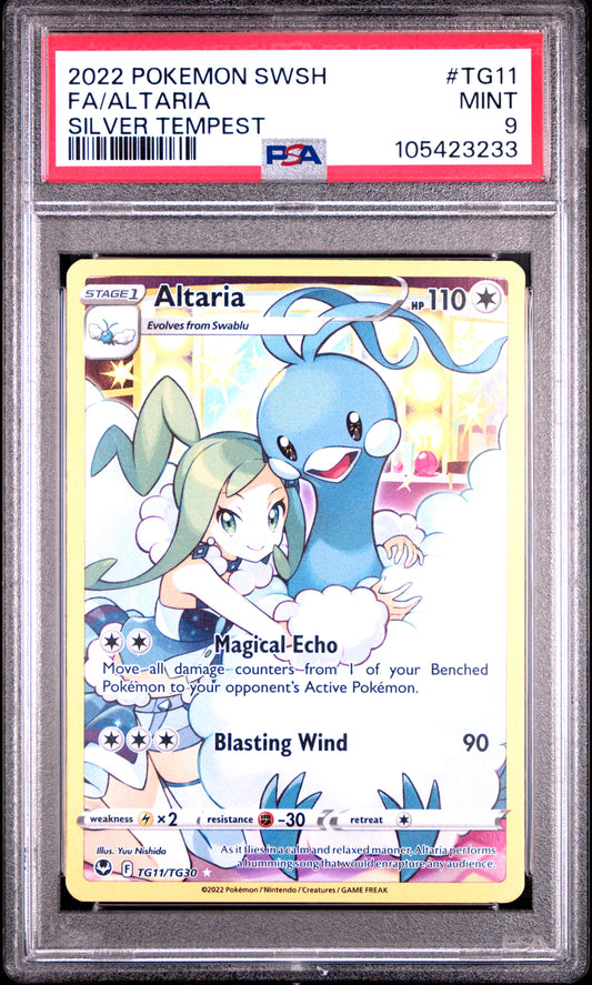 FA/ALTARIA TG11/TG30 Common POKEMON SWORD & SHIELD SILVER TEMPEST SILVER TEMPEST PSA9 MINT 9 PSA population 983 <a href=https://www.psacard.com/cert/105423233/psa>https://www.psacard.com/cert/105423233/psa</a>
