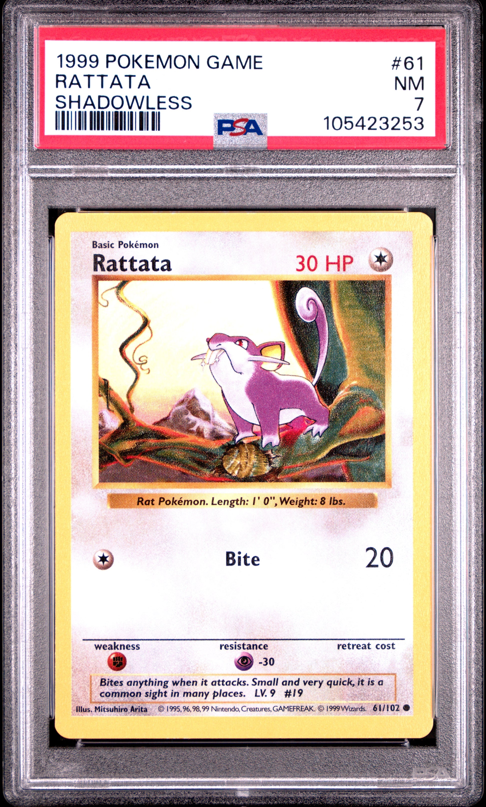 RATTATA 61/102 [Shadowless] POKEMON GAME SHADOWLESS PSA7 NM 7 PSA population 104 <a href=https://www.psacard.com/cert/105423253/psa>https://www.psacard.com/cert/105423253/psa</a>