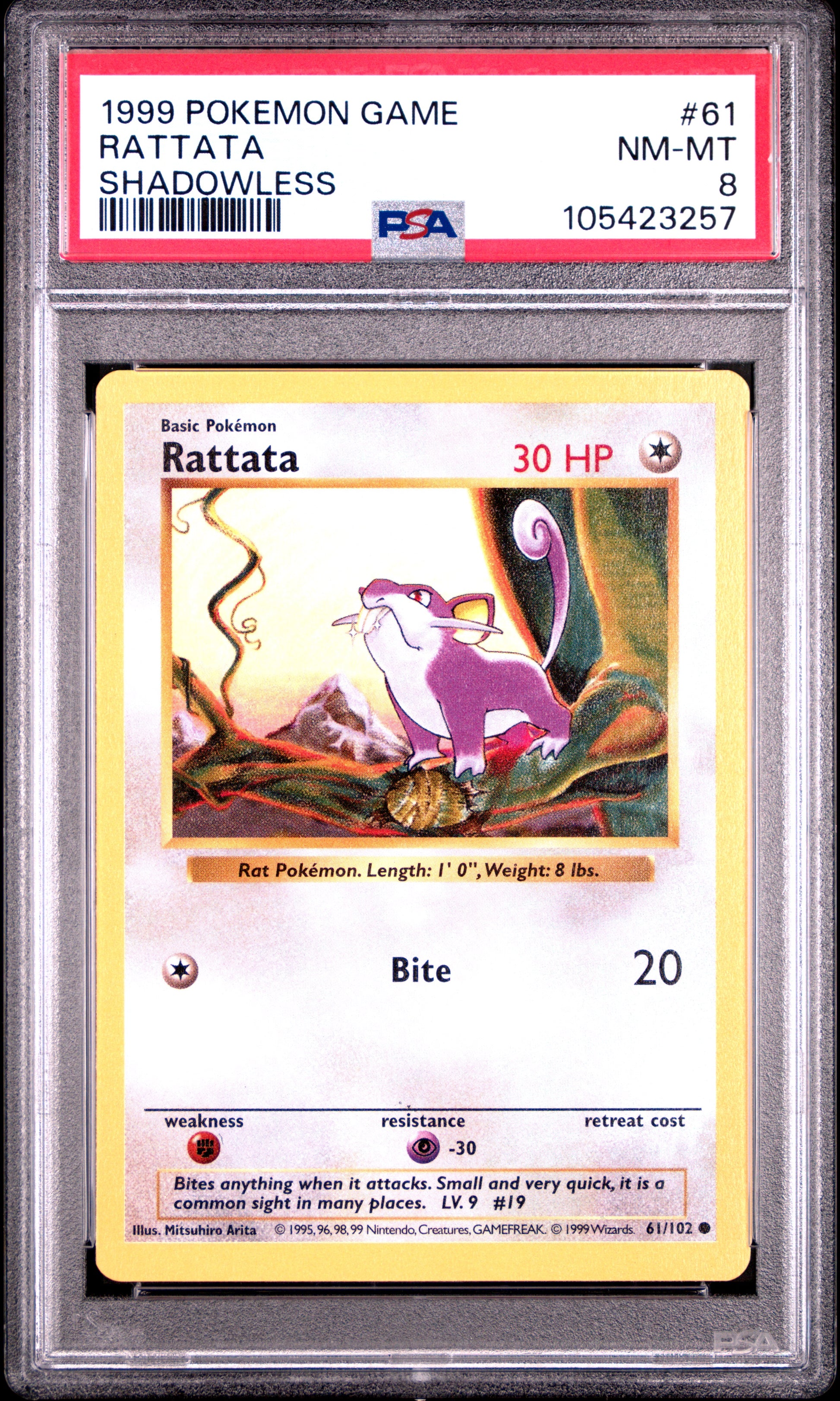 RATTATA 61/102 [Shadowless] POKEMON GAME SHADOWLESS PSA8 NM-MT 8 PSA population 182 <a href=https://www.psacard.com/cert/105423257/psa>https://www.psacard.com/cert/105423257/psa</a>