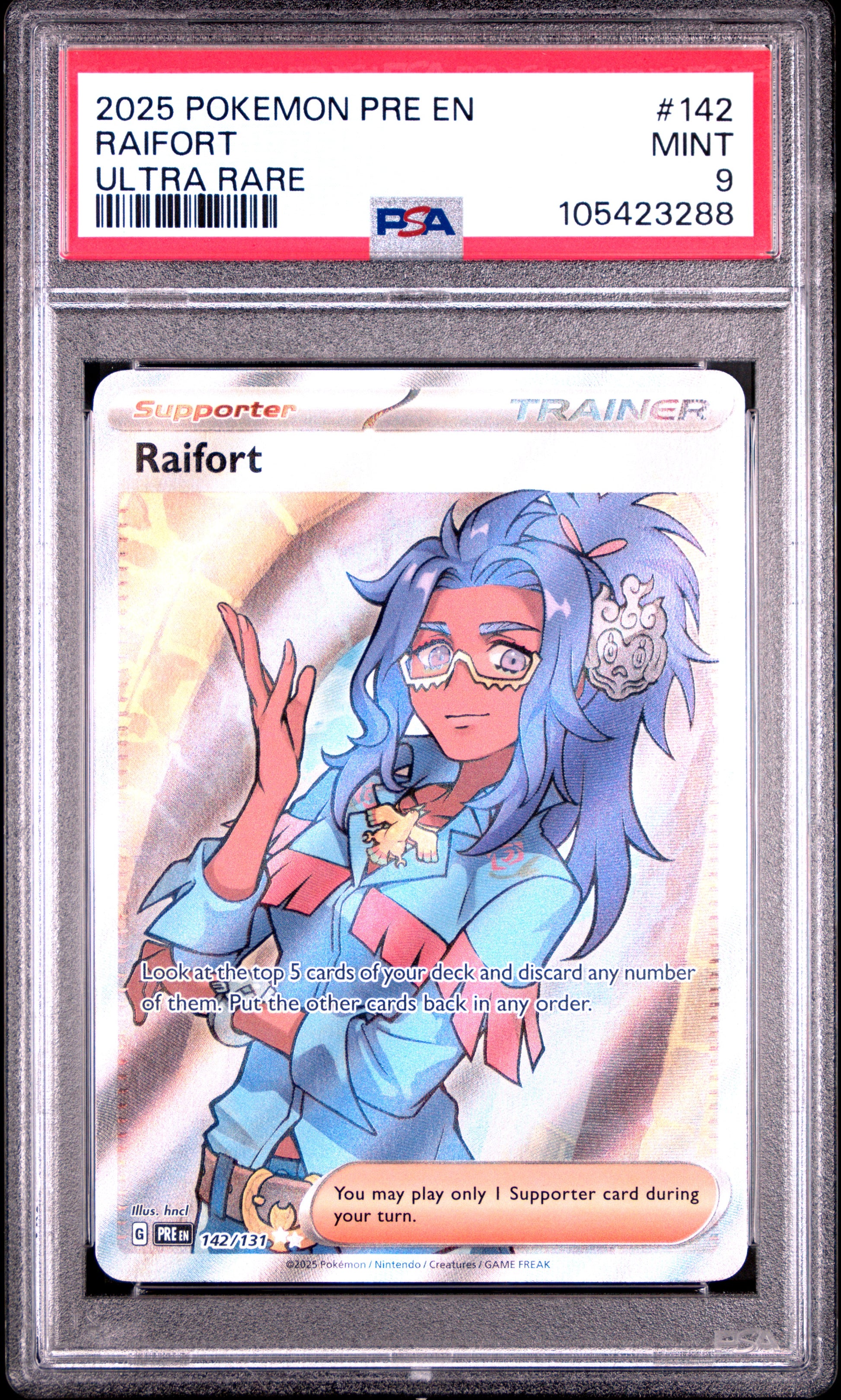 RAIFORT 142/131 Common POKEMON PRE EN-PRISMATIC EVOLUTIONS ULTRA RARE PSA9 MINT 9 PSA population 201 <a href=https://www.psacard.com/cert/105423288/psa>https://www.psacard.com/cert/105423288/psa</a>