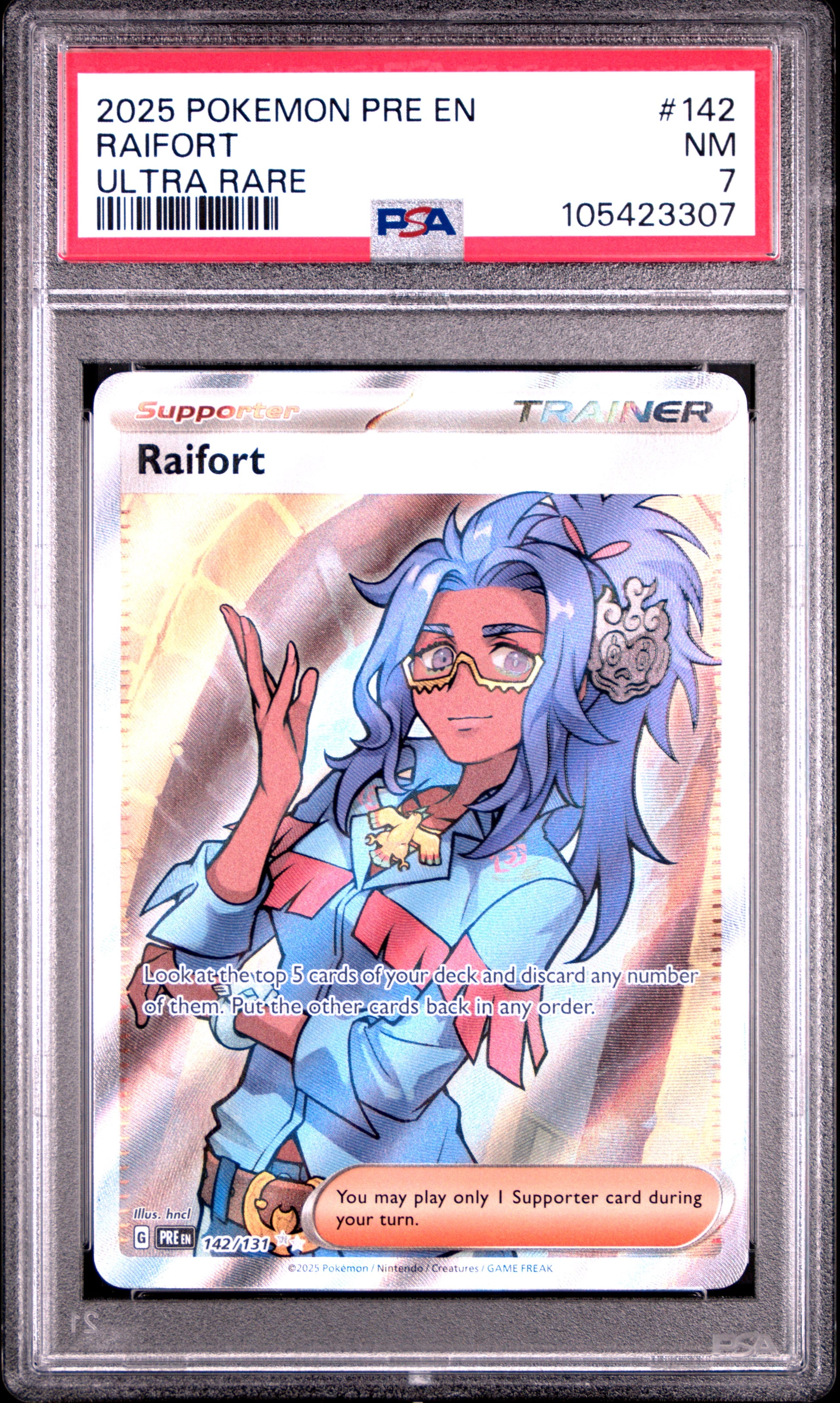 RAIFORT 142/131 Common POKEMON PRE EN-PRISMATIC EVOLUTIONS ULTRA RARE PSA7 NM 7 PSA population 6 <a href=https://www.psacard.com/cert/105423307/psa>https://www.psacard.com/cert/105423307/psa</a>