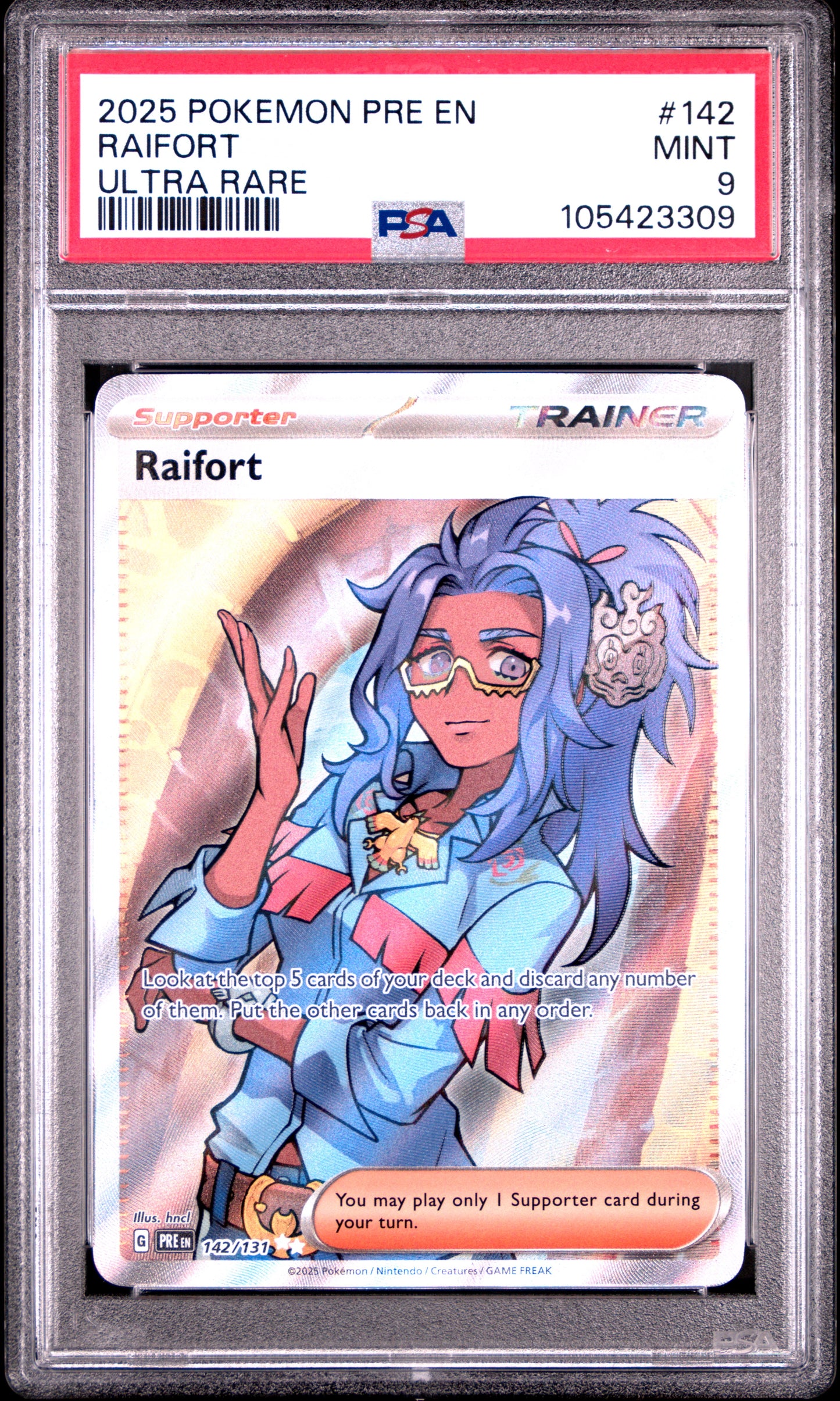 RAIFORT 142/131 Common POKEMON PRE EN-PRISMATIC EVOLUTIONS ULTRA RARE PSA9 MINT 9 PSA population 201 <a href=https://www.psacard.com/cert/105423309/psa>https://www.psacard.com/cert/105423309/psa</a>