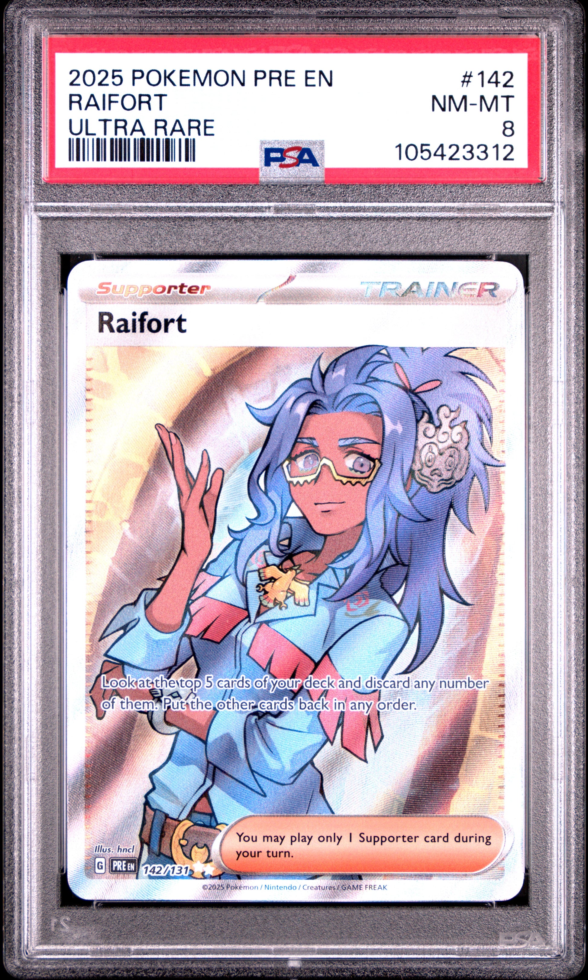 RAIFORT 142/131 Common POKEMON PRE EN-PRISMATIC EVOLUTIONS ULTRA RARE PSA8 NM-MT 8 PSA population 53 <a href=https://www.psacard.com/cert/105423312/psa>https://www.psacard.com/cert/105423312/psa</a>