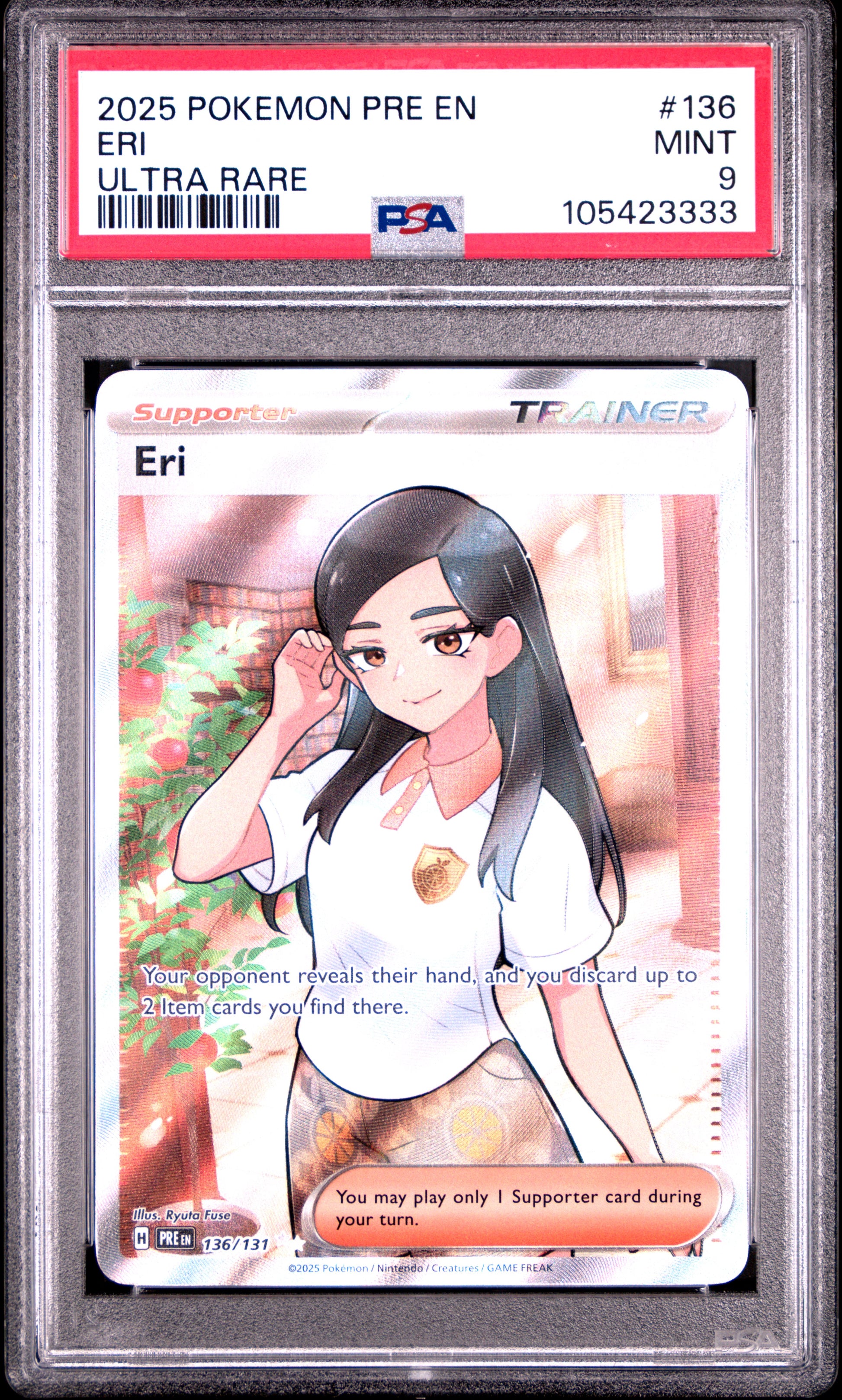 ERI 136/131 Common POKEMON PRE EN-PRISMATIC EVOLUTIONS ULTRA RARE PSA9 MINT 9 PSA population 574 <a href=https://www.psacard.com/cert/105423333/psa>https://www.psacard.com/cert/105423333/psa</a>