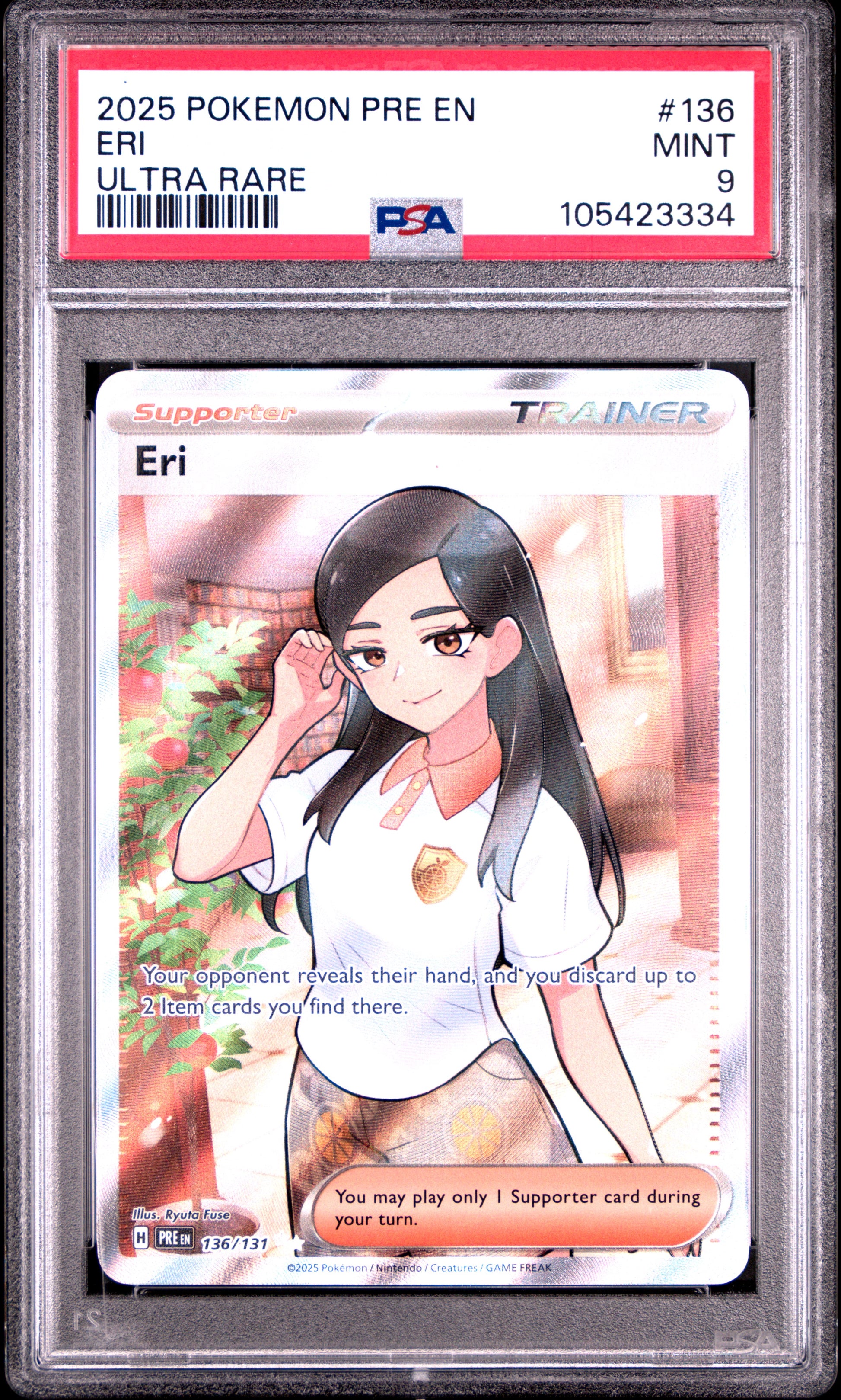 ERI 136/131 Common POKEMON PRE EN-PRISMATIC EVOLUTIONS ULTRA RARE PSA9 MINT 9 PSA population 574 <a href=https://www.psacard.com/cert/105423334/psa>https://www.psacard.com/cert/105423334/psa</a>