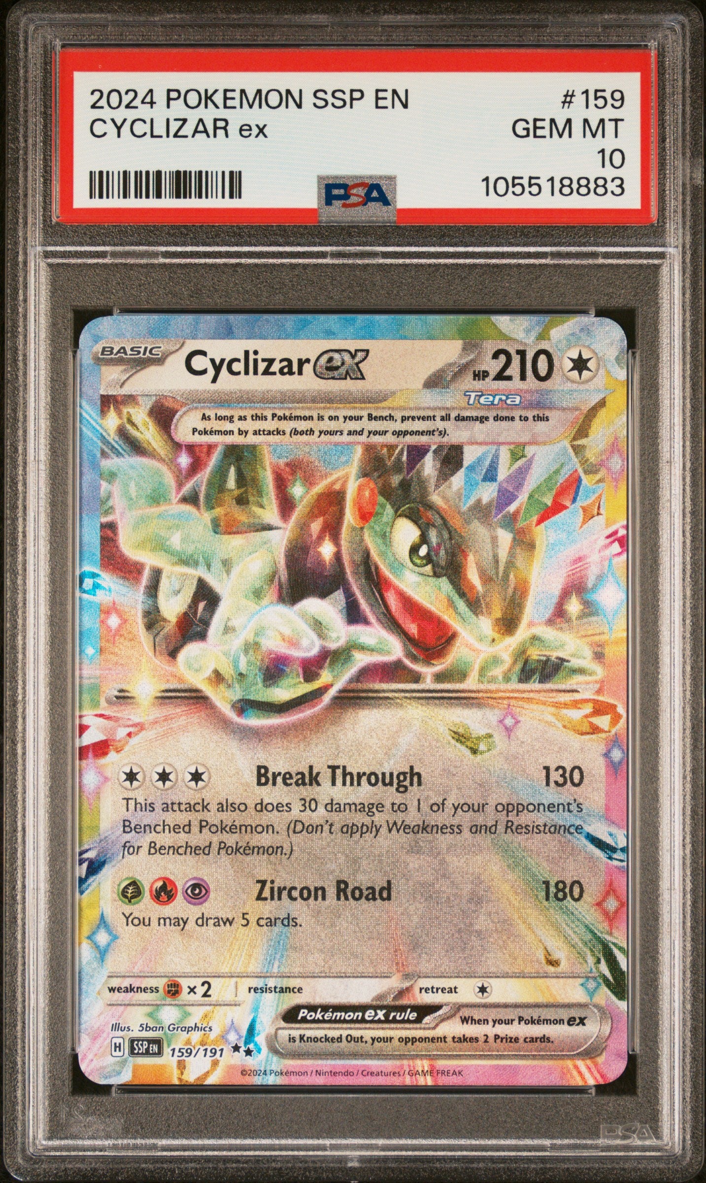 CYCLIZAR EX 159/191 Common POKEMON SSP EN-SURGING SPARKS PSA10 GEM MT 10 PSA population 102 <a href=https://www.psacard.com/cert/105518883/psa>https://www.psacard.com/cert/105518883/psa</a>