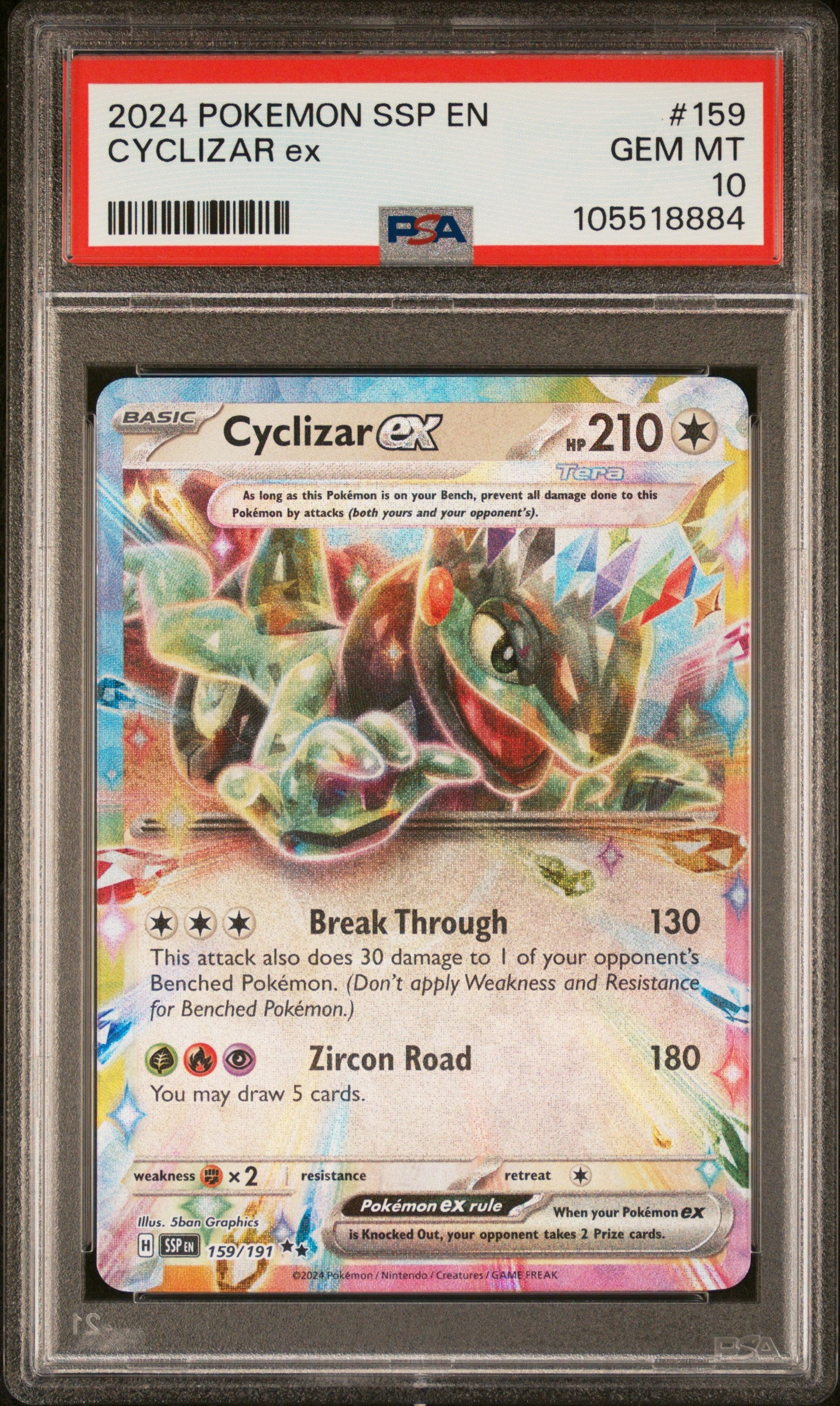 CYCLIZAR EX 159/191 Common POKEMON SSP EN-SURGING SPARKS PSA10 GEM MT 10 PSA population 102 <a href=https://www.psacard.com/cert/105518884/psa>https://www.psacard.com/cert/105518884/psa</a>